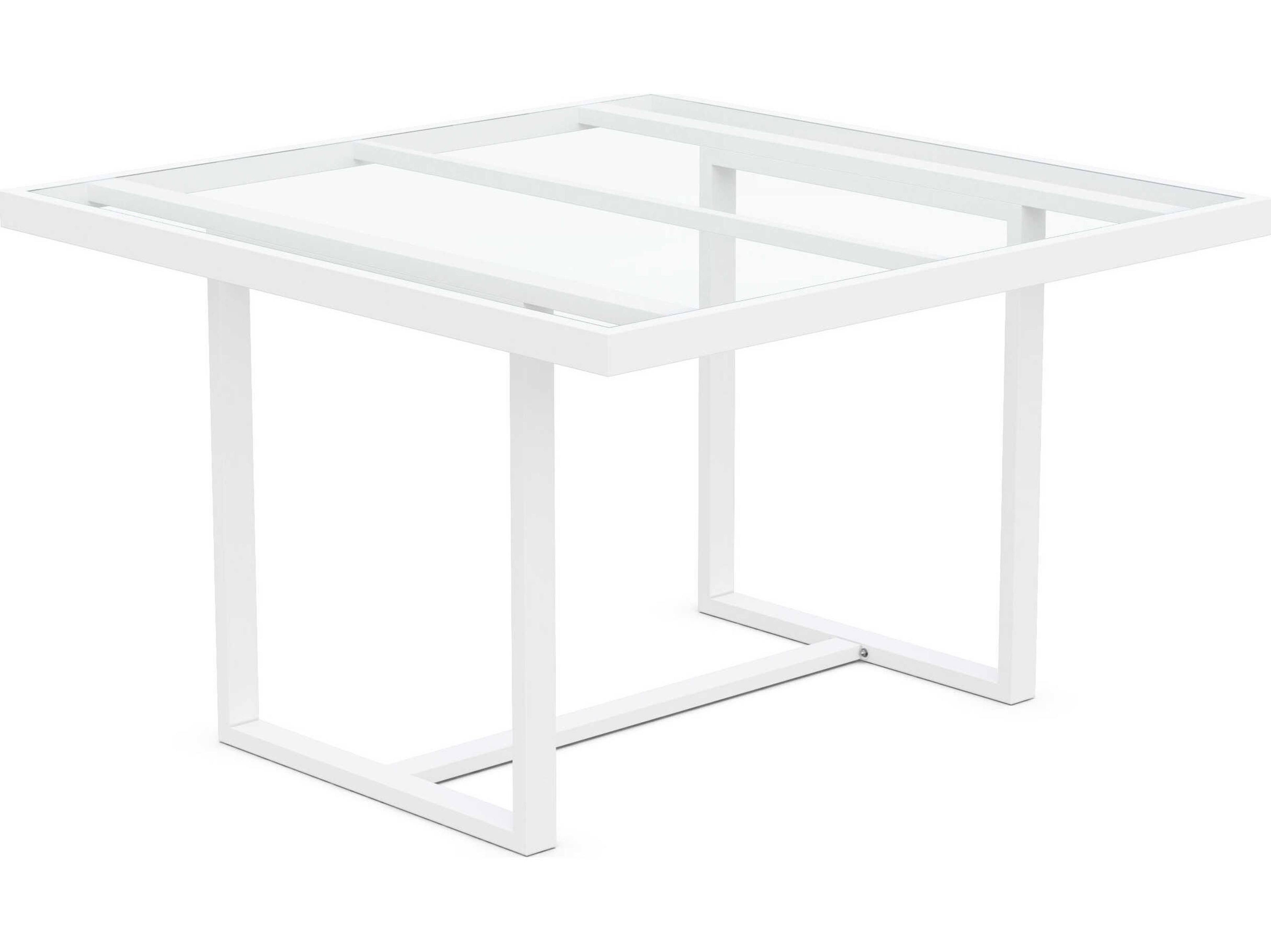 Pavia Matte White Aluminum Square Dining Table