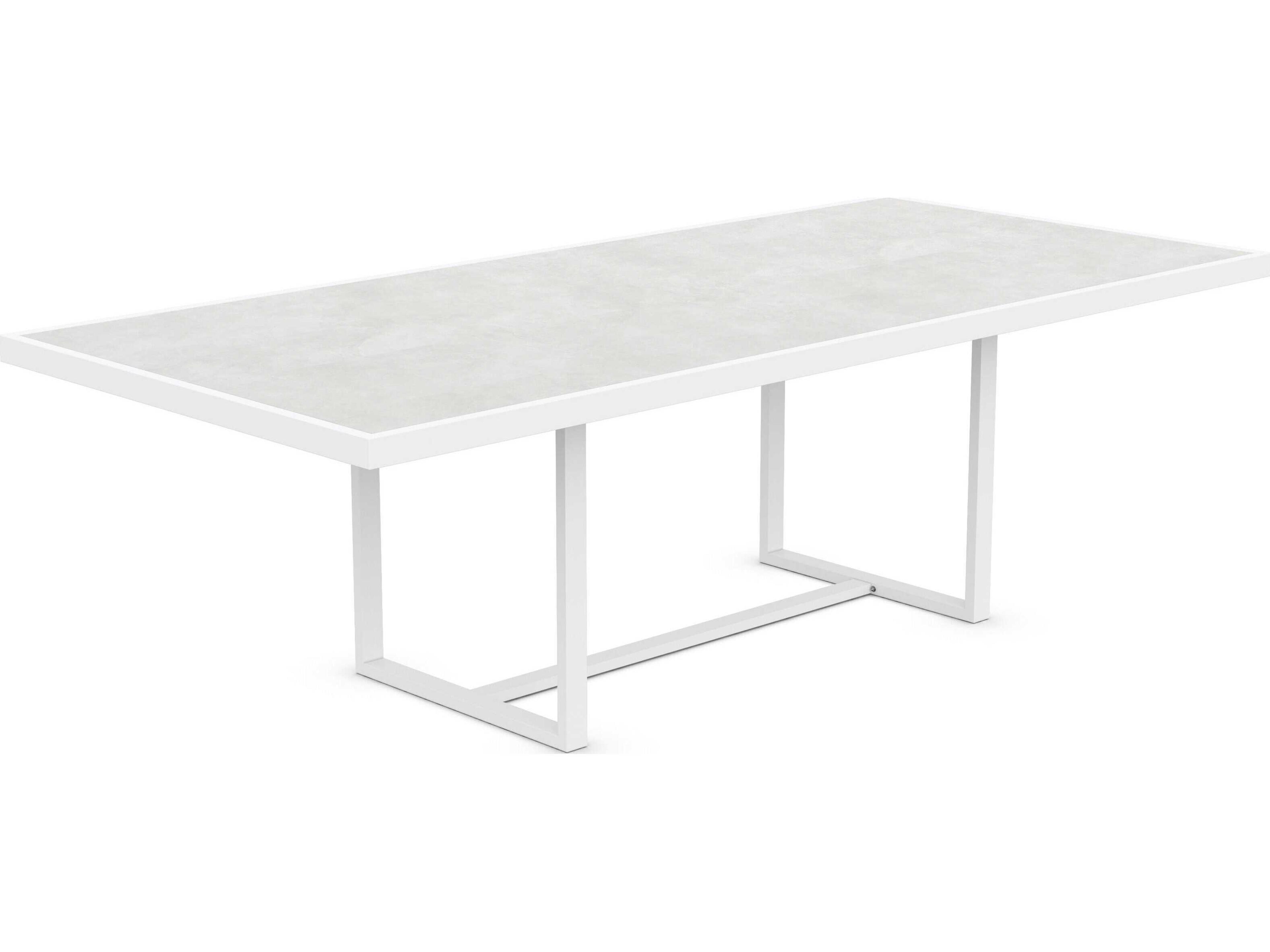 Pavia Matte White Aluminum Rectangular Dining Table