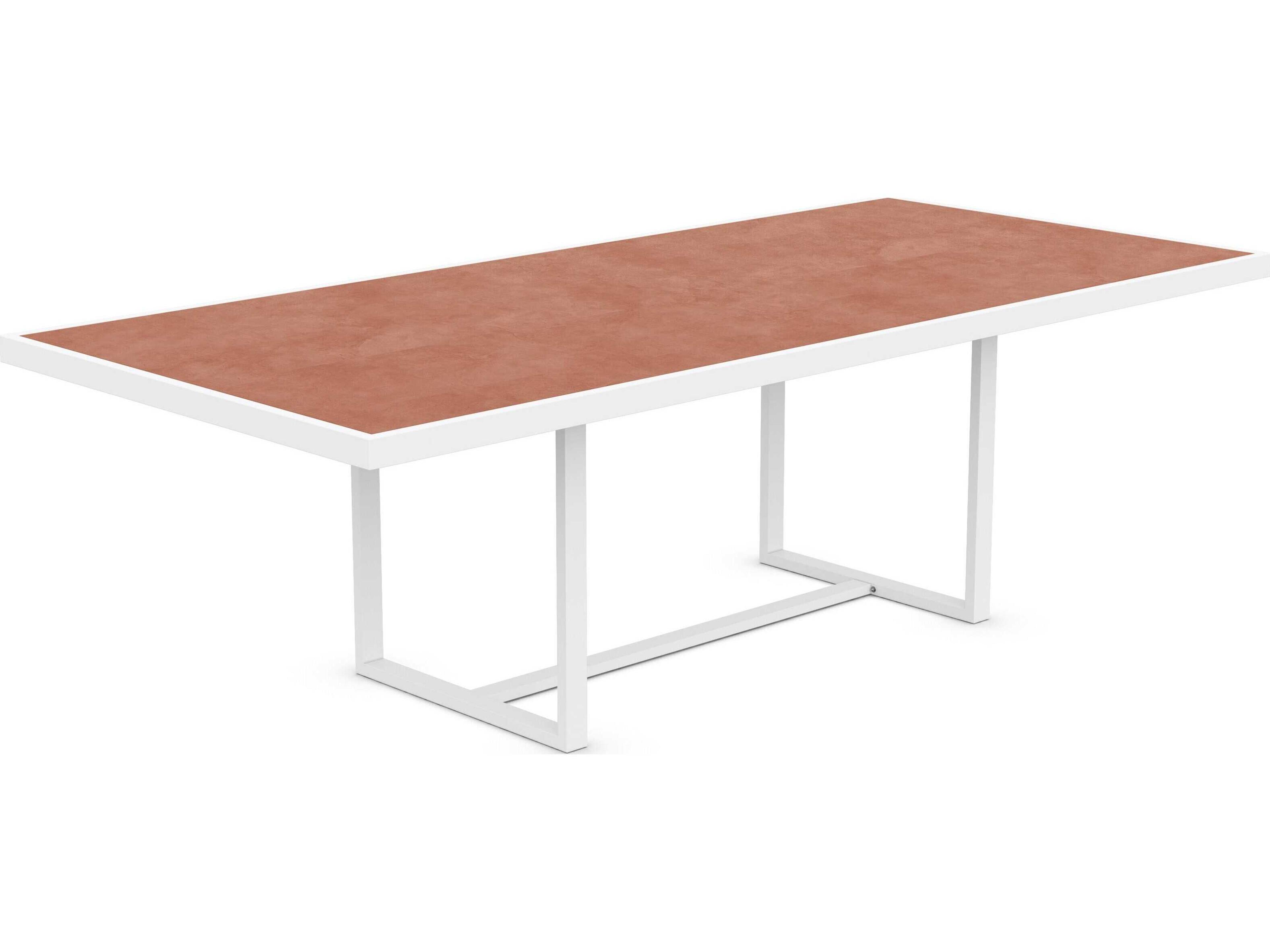 Pavia Matte White Aluminum Rectangular Dining Table