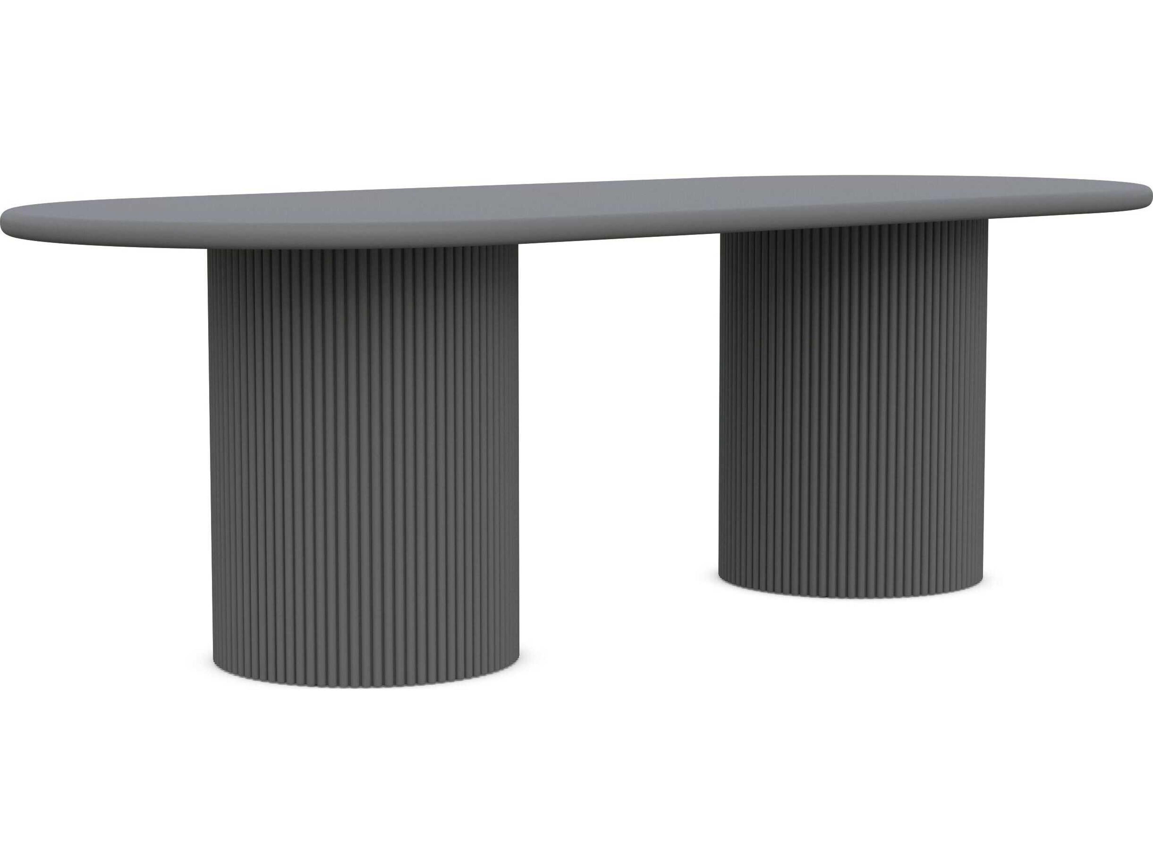Palma Matte Charcoal Aluminum Oval Dining Table
