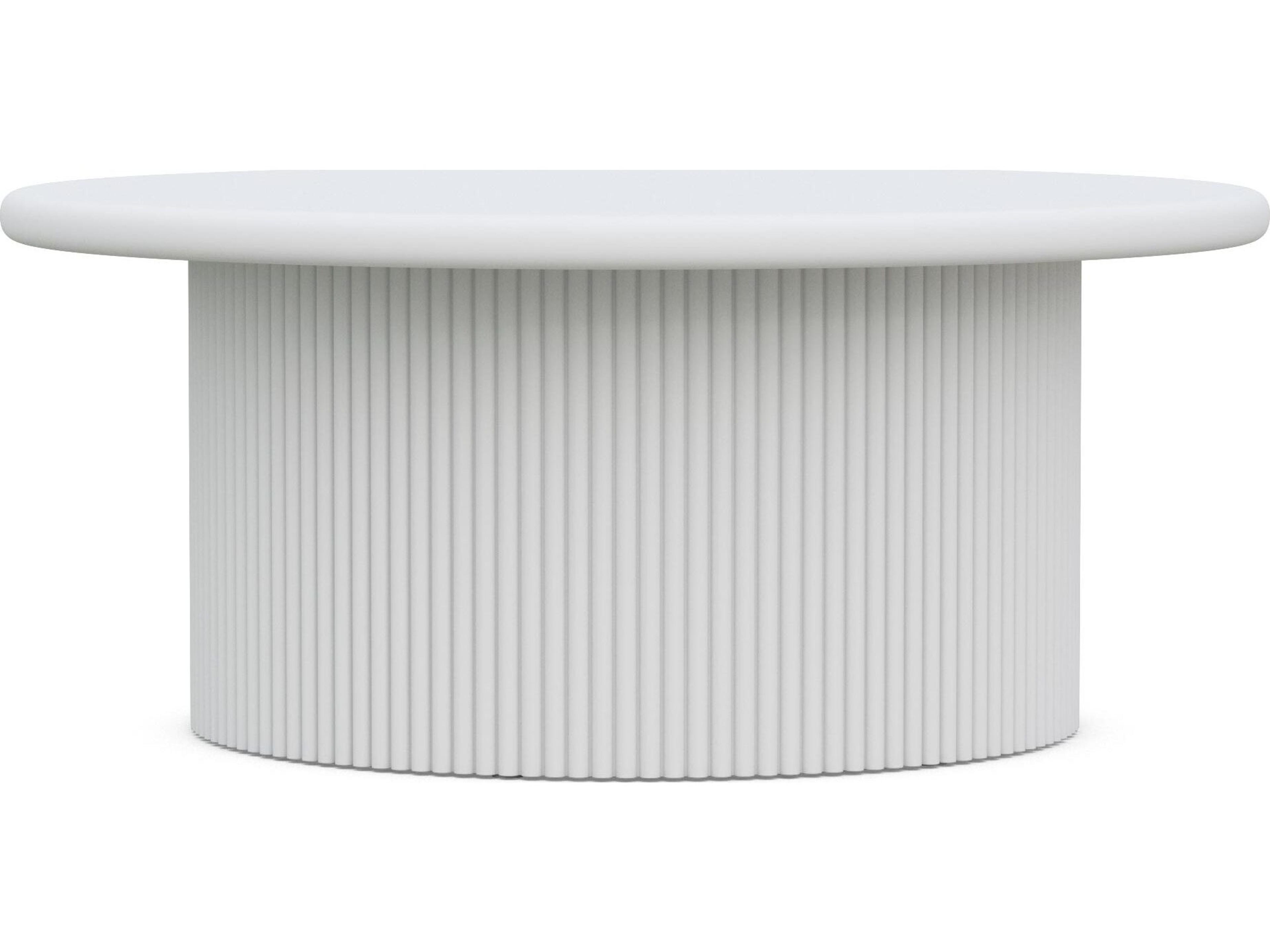 Azzurro Living Palma Matte White Aluminum Round Patio Coffee Table