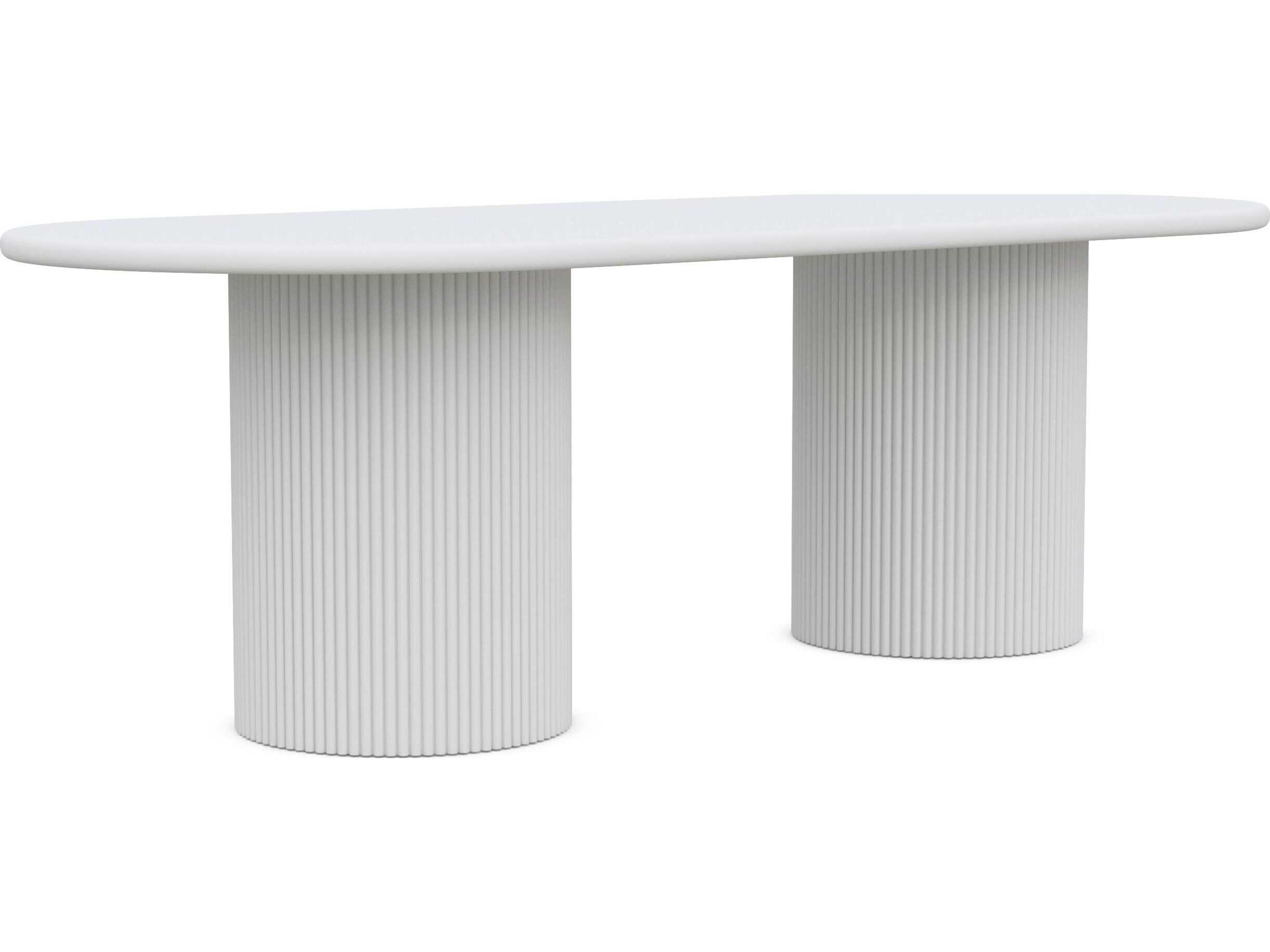Palma Matte White Aluminum Oval Dining Table
