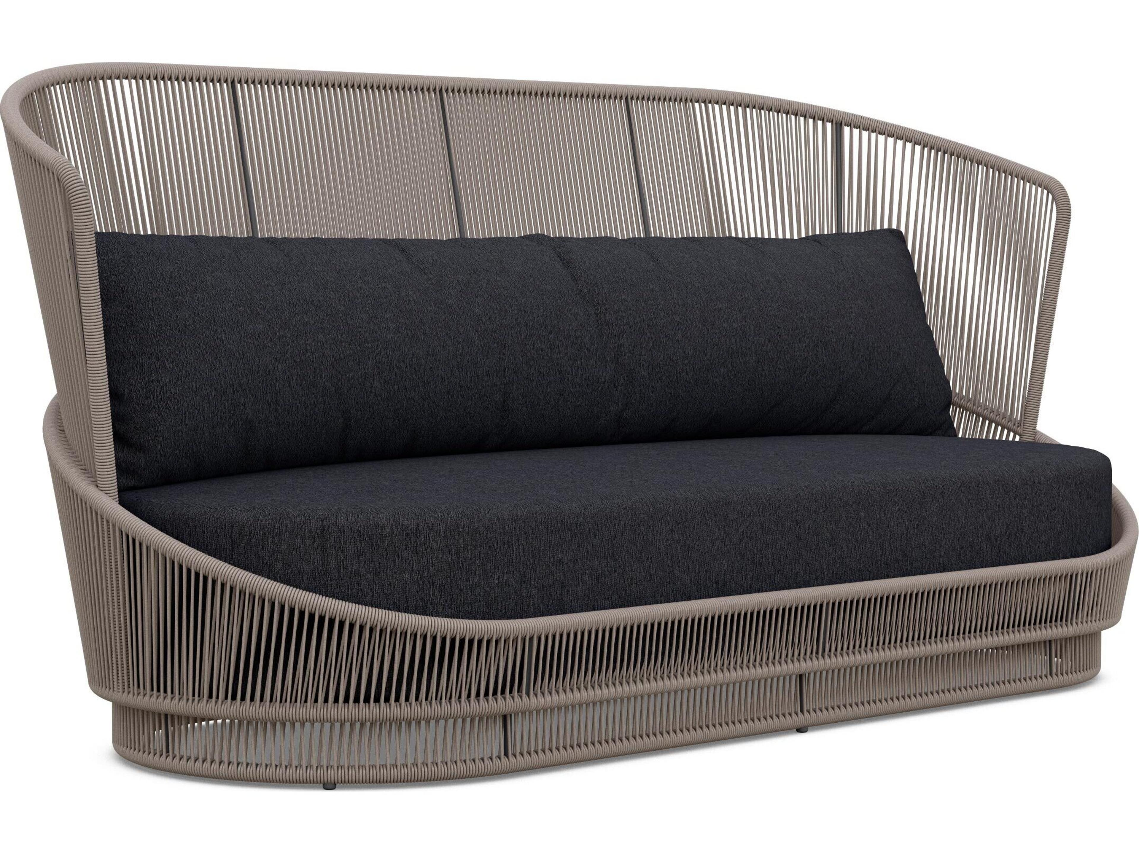 Azzurro Living Palma Mocha All-Weather Rope Outdoor Patio Sofa with Midnight Cushion