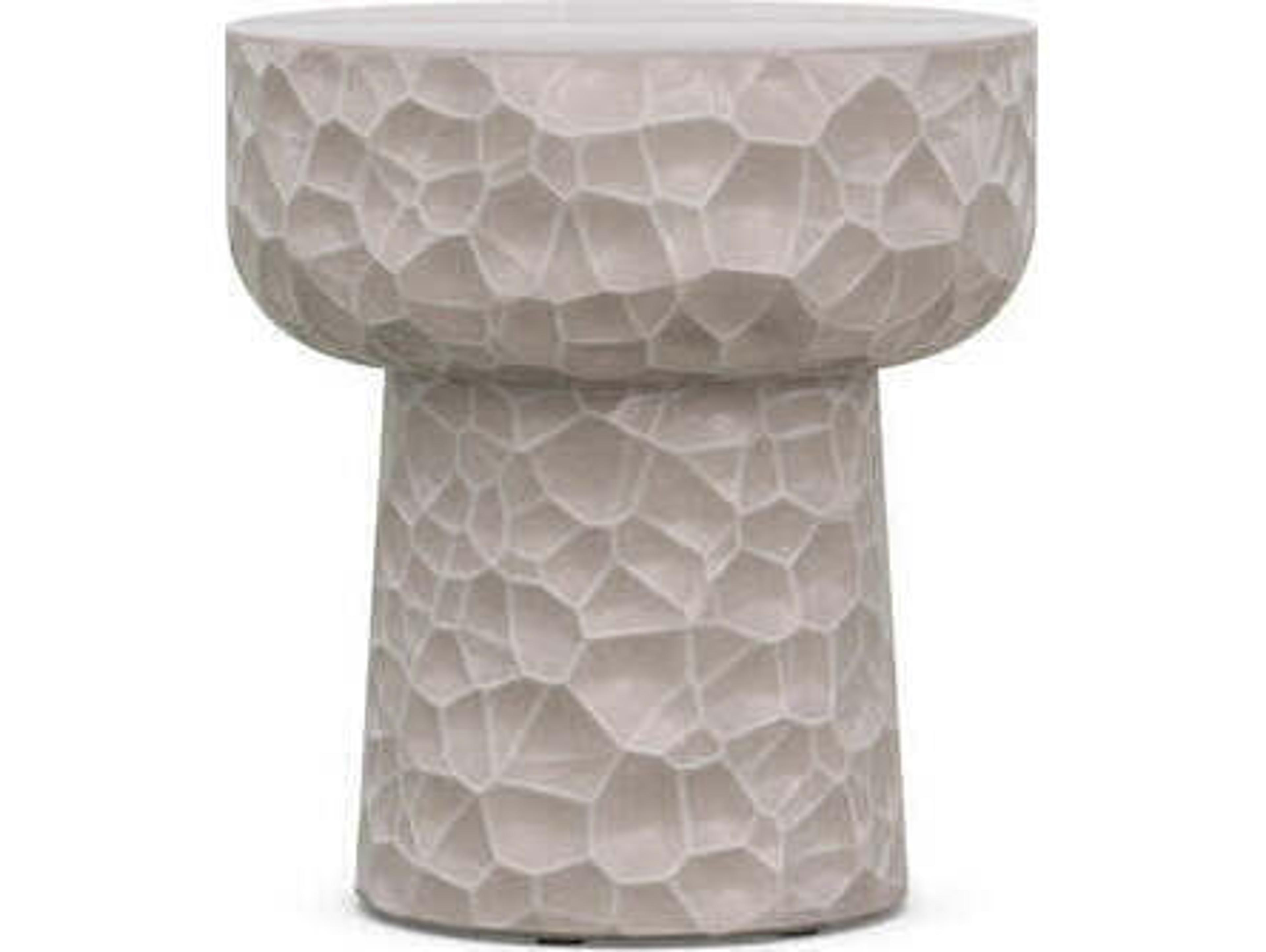 Azzurro Living Panama Oat Concrete Round End Table