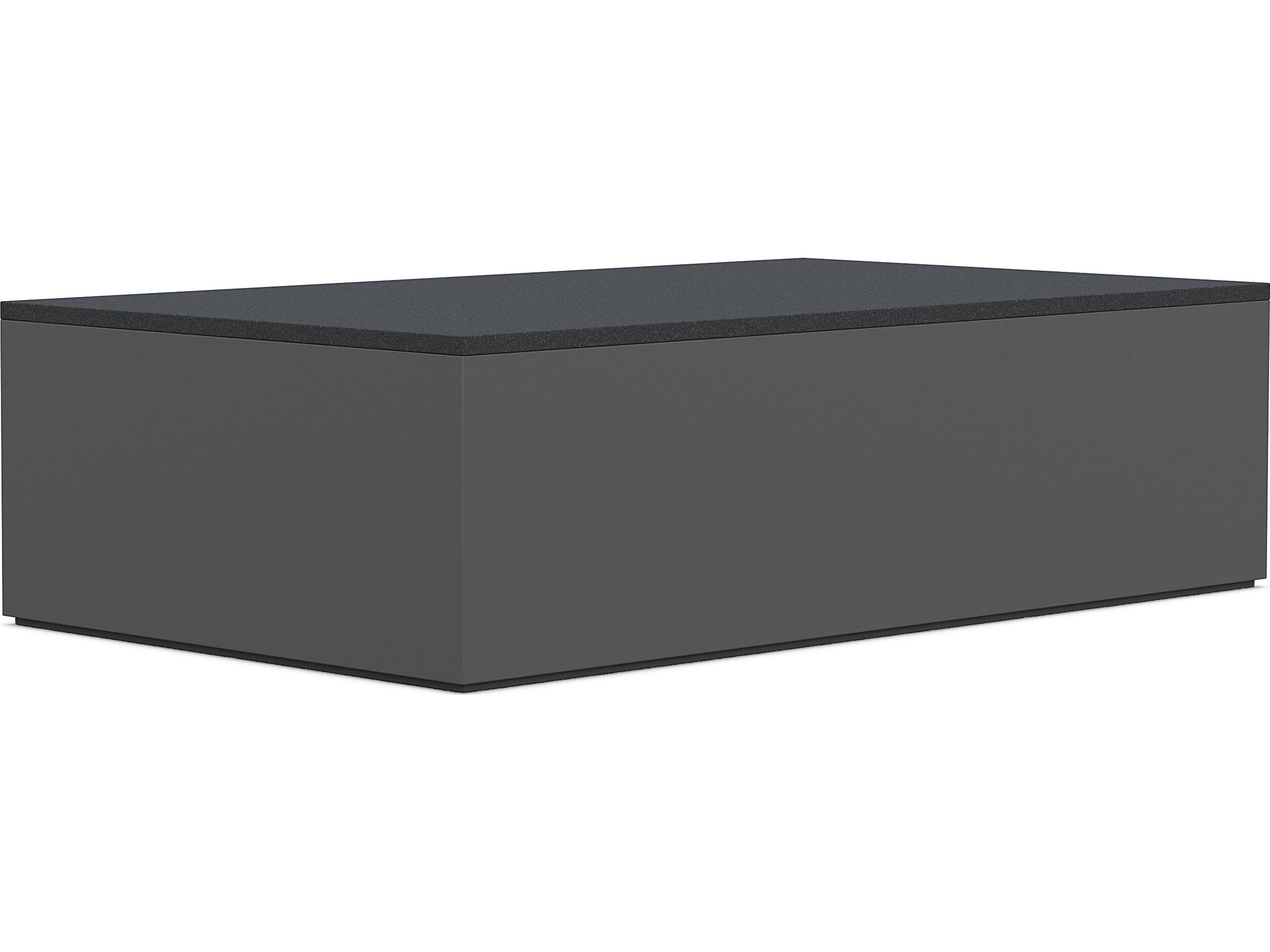 Azzurro Living Porto Matte Charcoal Aluminum Rectangular Granite Top Outdoor Coffee Table