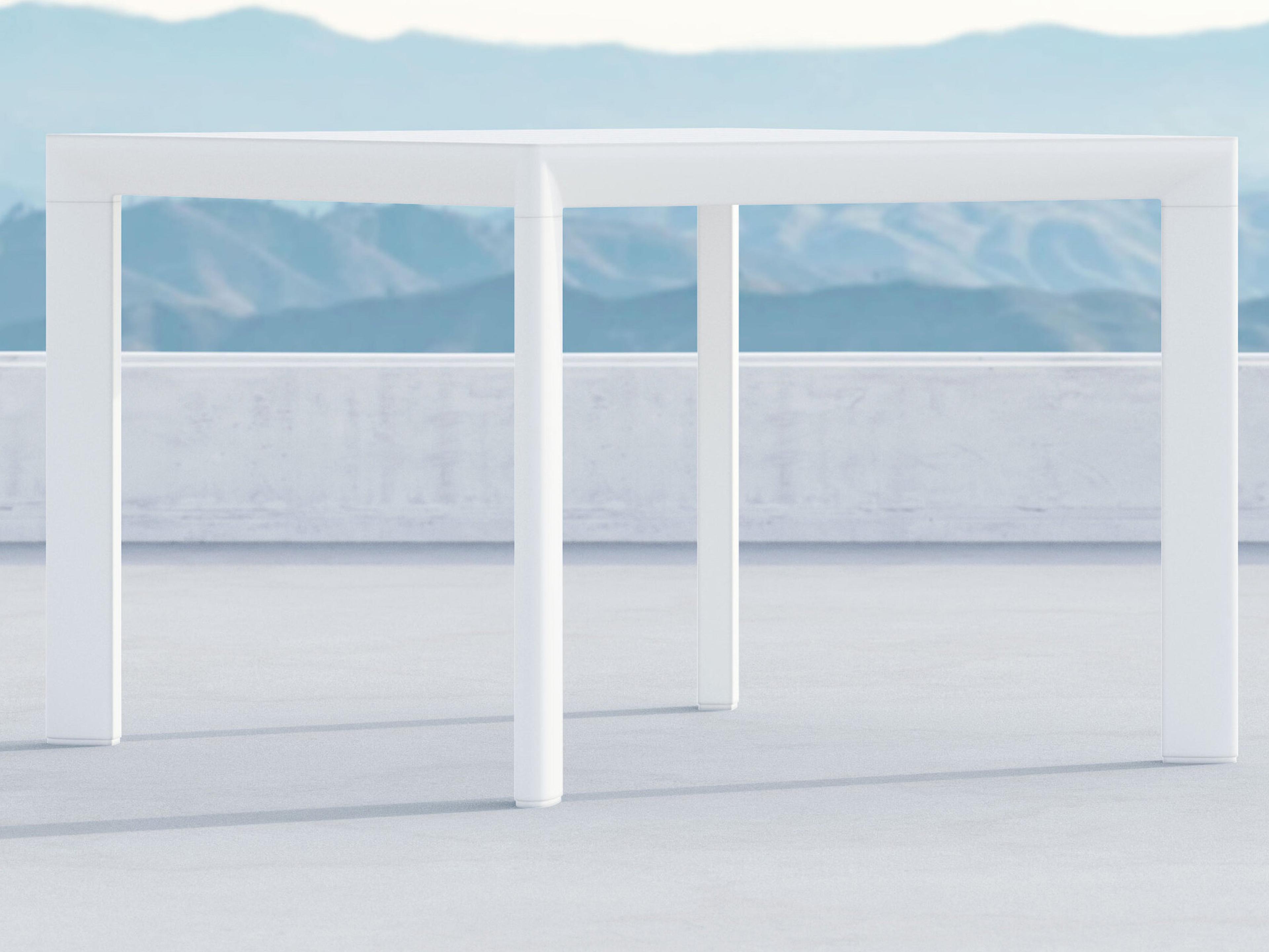 Azzurro Living Porto Matte White Aluminum Square Outdoor Patio Dining Table