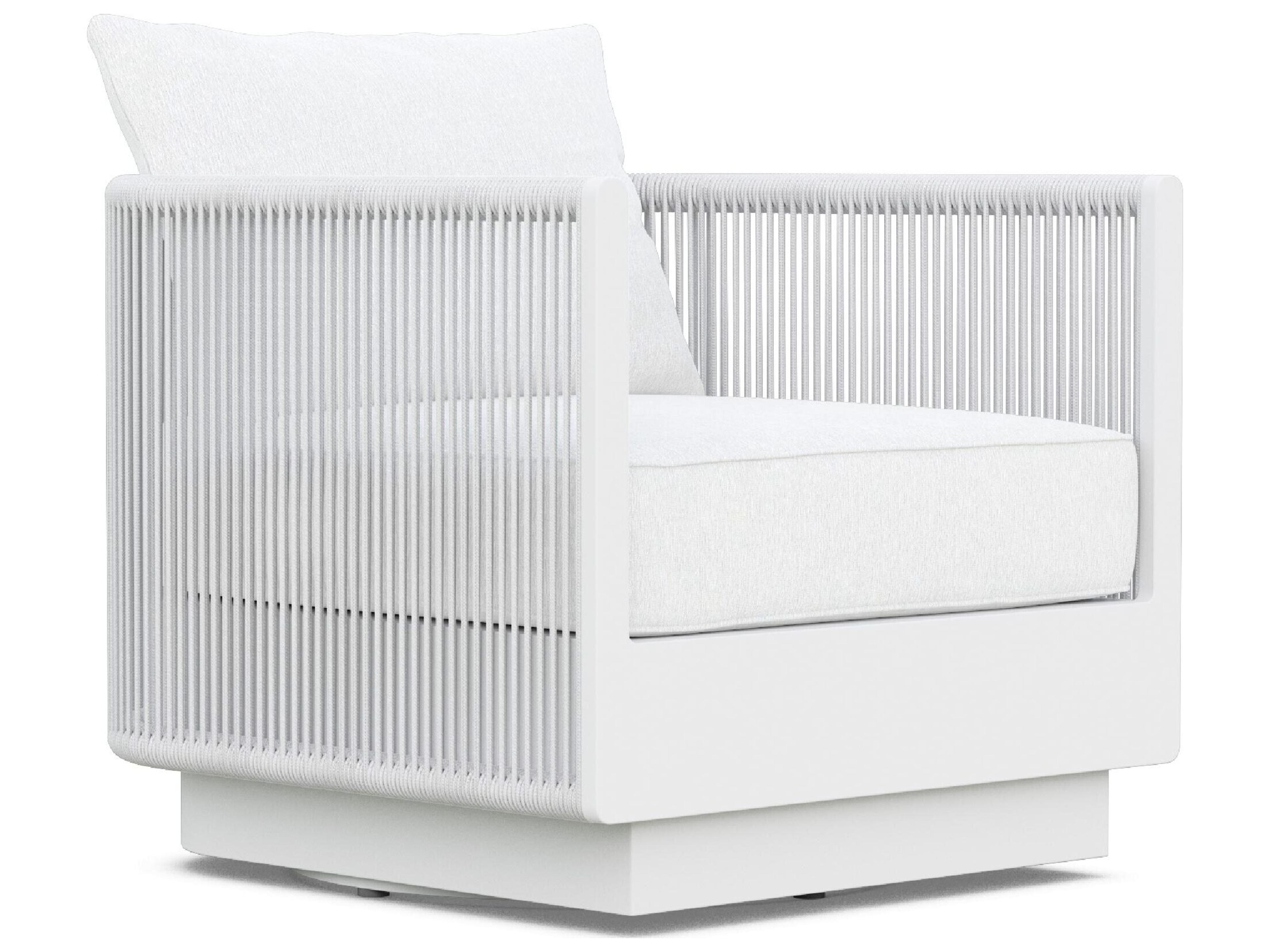 Azzurro Living Porto Pearl Gray All-Weather Rope Swivel Outdoor Lounge Chair with Cloud Cushion