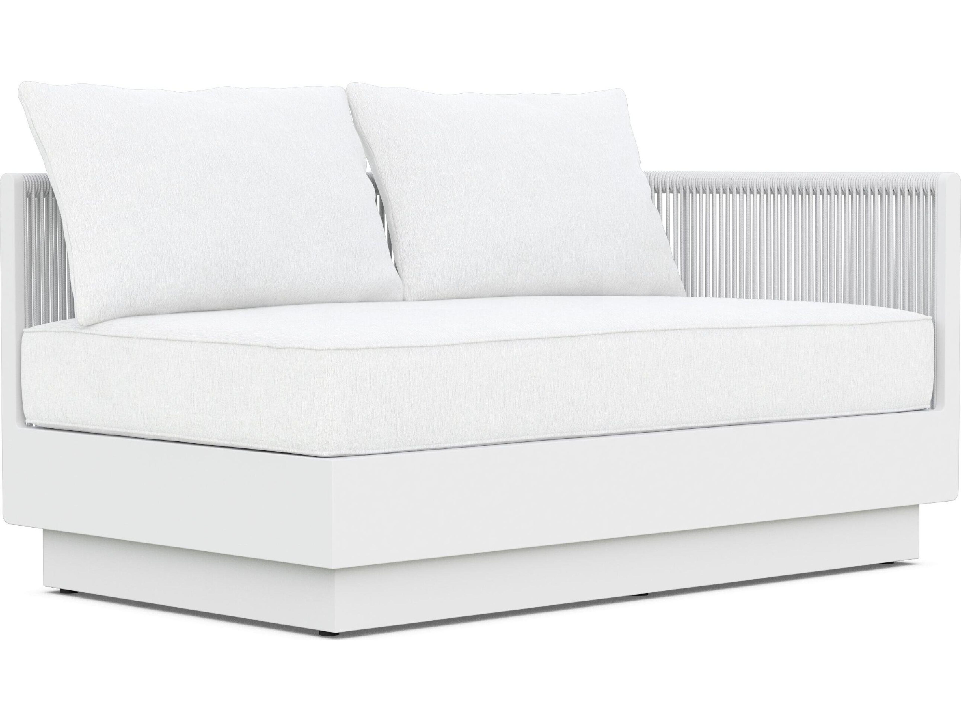 Azzurro Living Porto Pearl Gray All-Weather Rope Left Arm Patio Sofa with Cloud Cushion