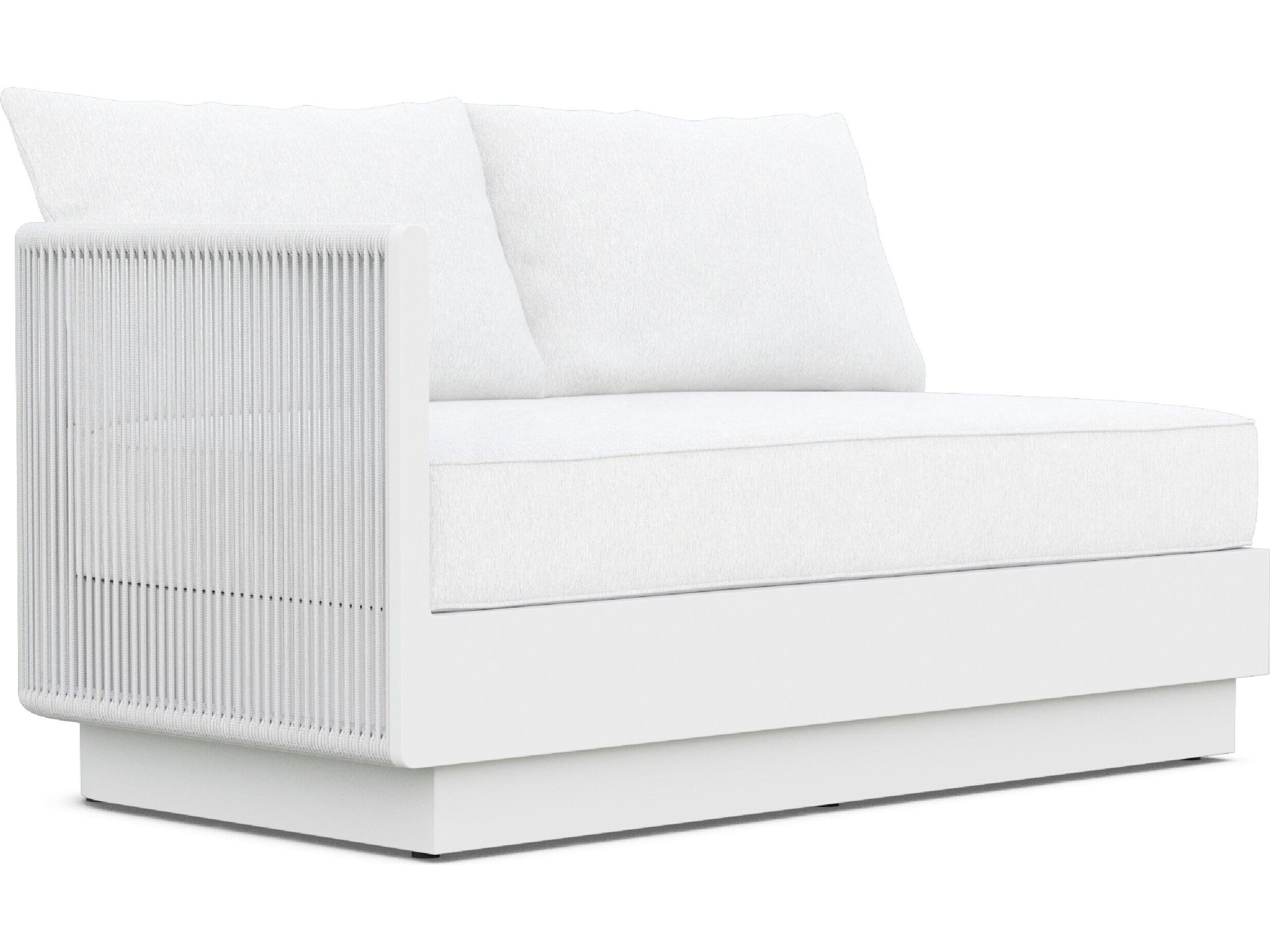 Azzurro Living Porto Pearl Gray All-Weather Rope Right Arm Outdoor Sofa with Cloud Cushion