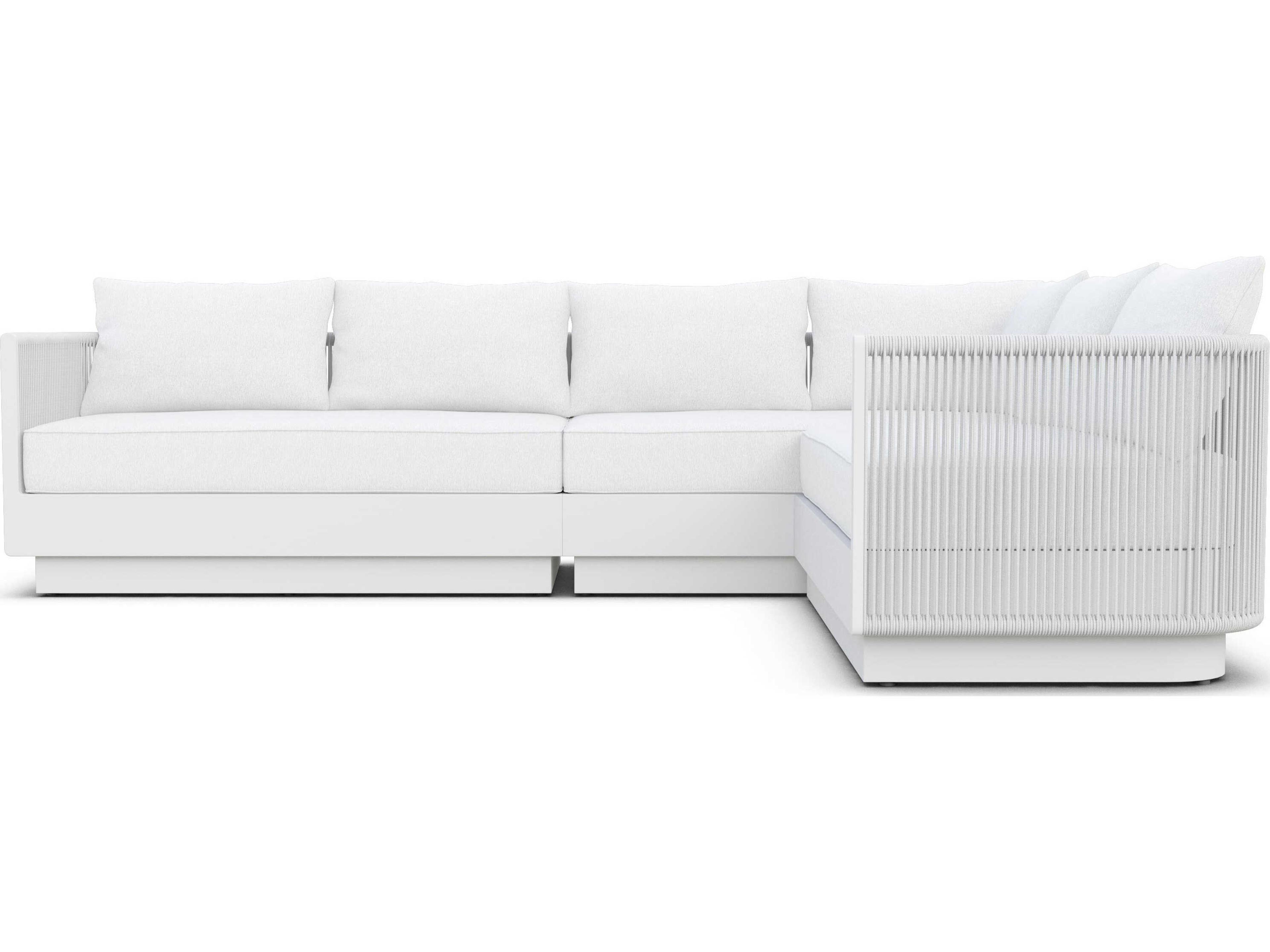 Porto Matte White Aluminum Right Arm Rope Cushion Sectional Sofa