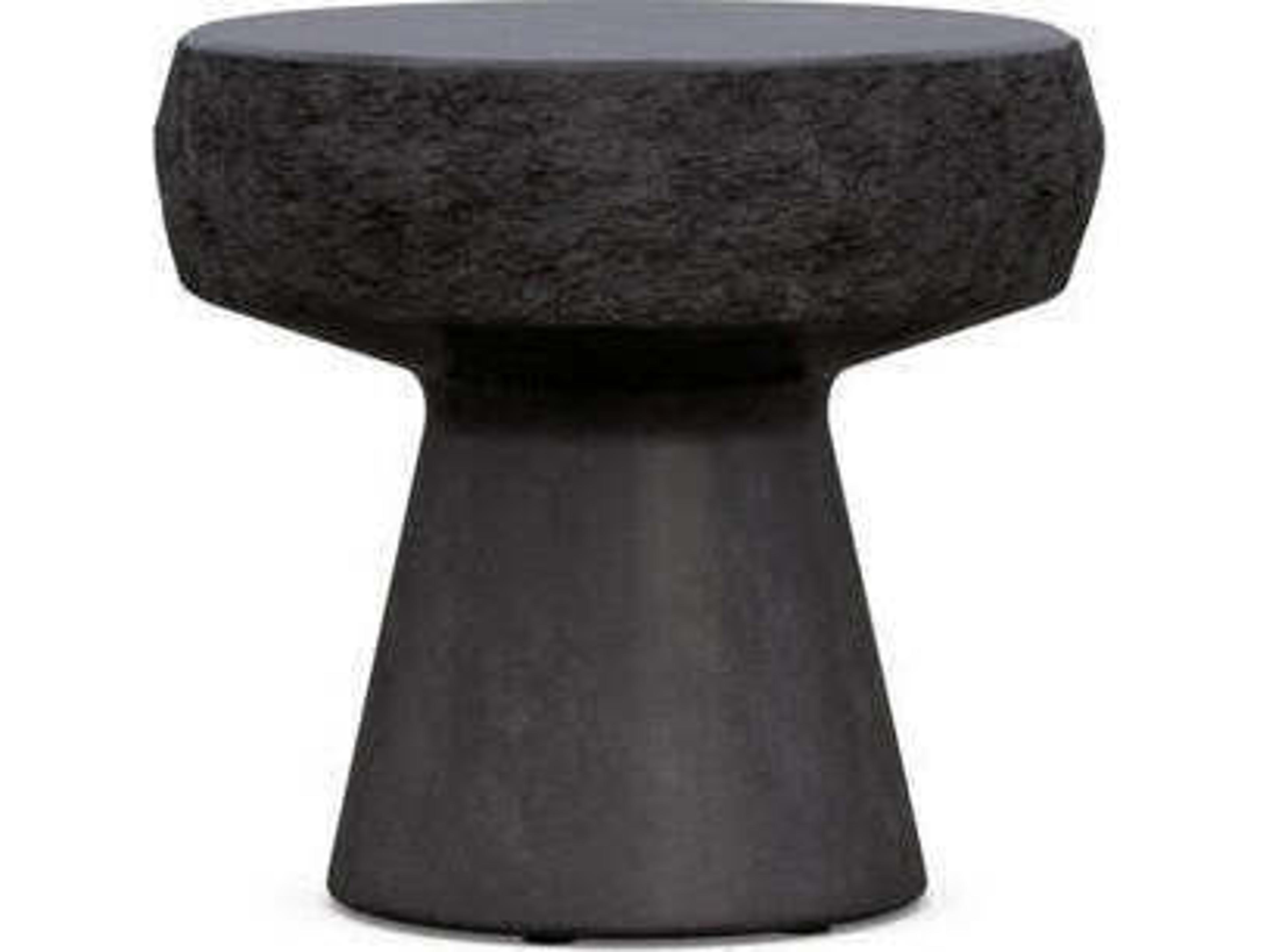 Azzurro Living Pensacola Coal Concrete Round End Table