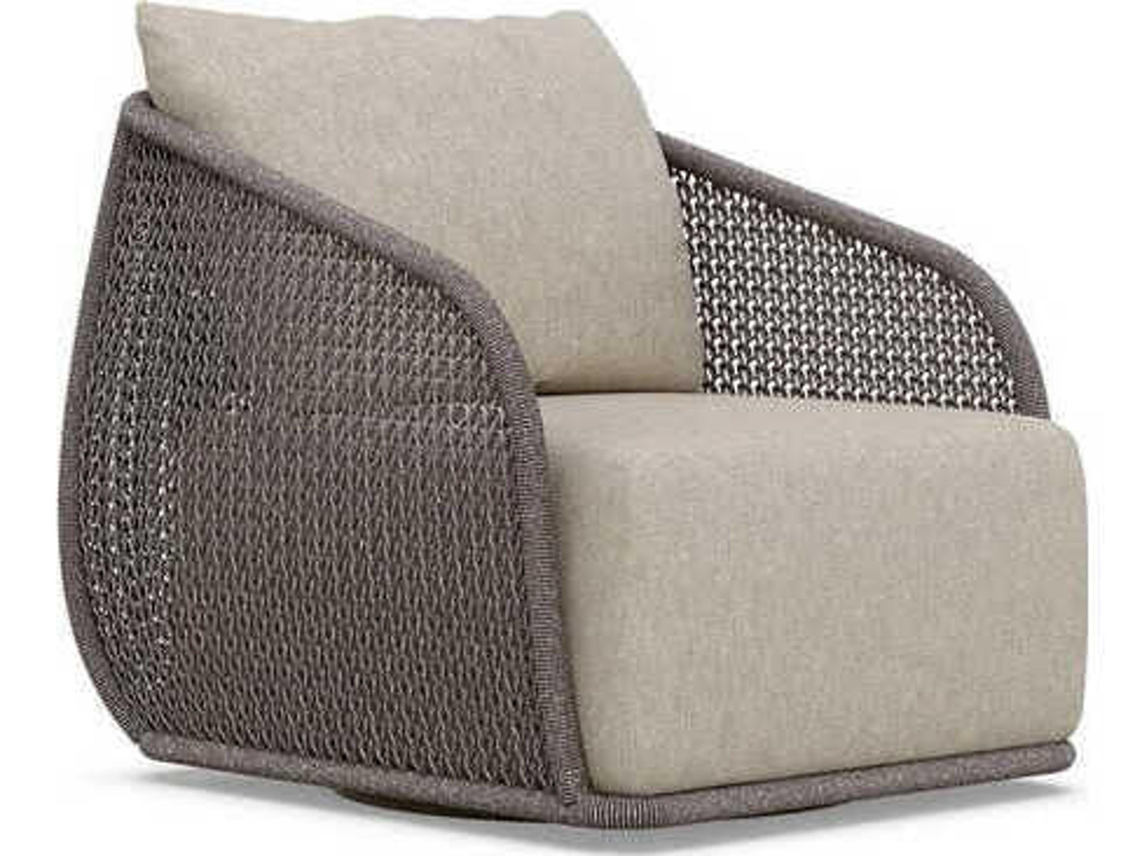 Azzurro Living Sorrento Matte Bronze Aluminum Rope Cushion Lounge Chair