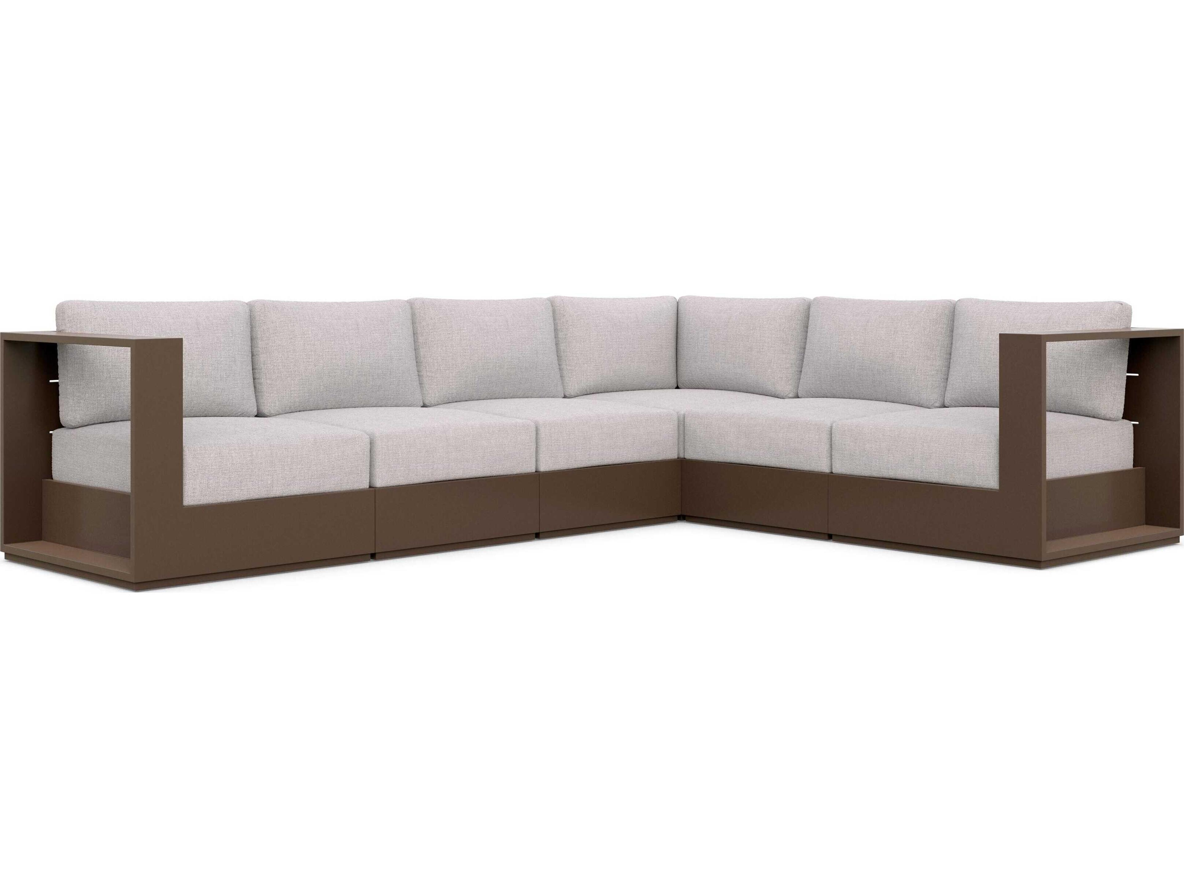 Sydney Matte Bronze Aluminum Rope Cushion 5 Piece Sectional Sofa