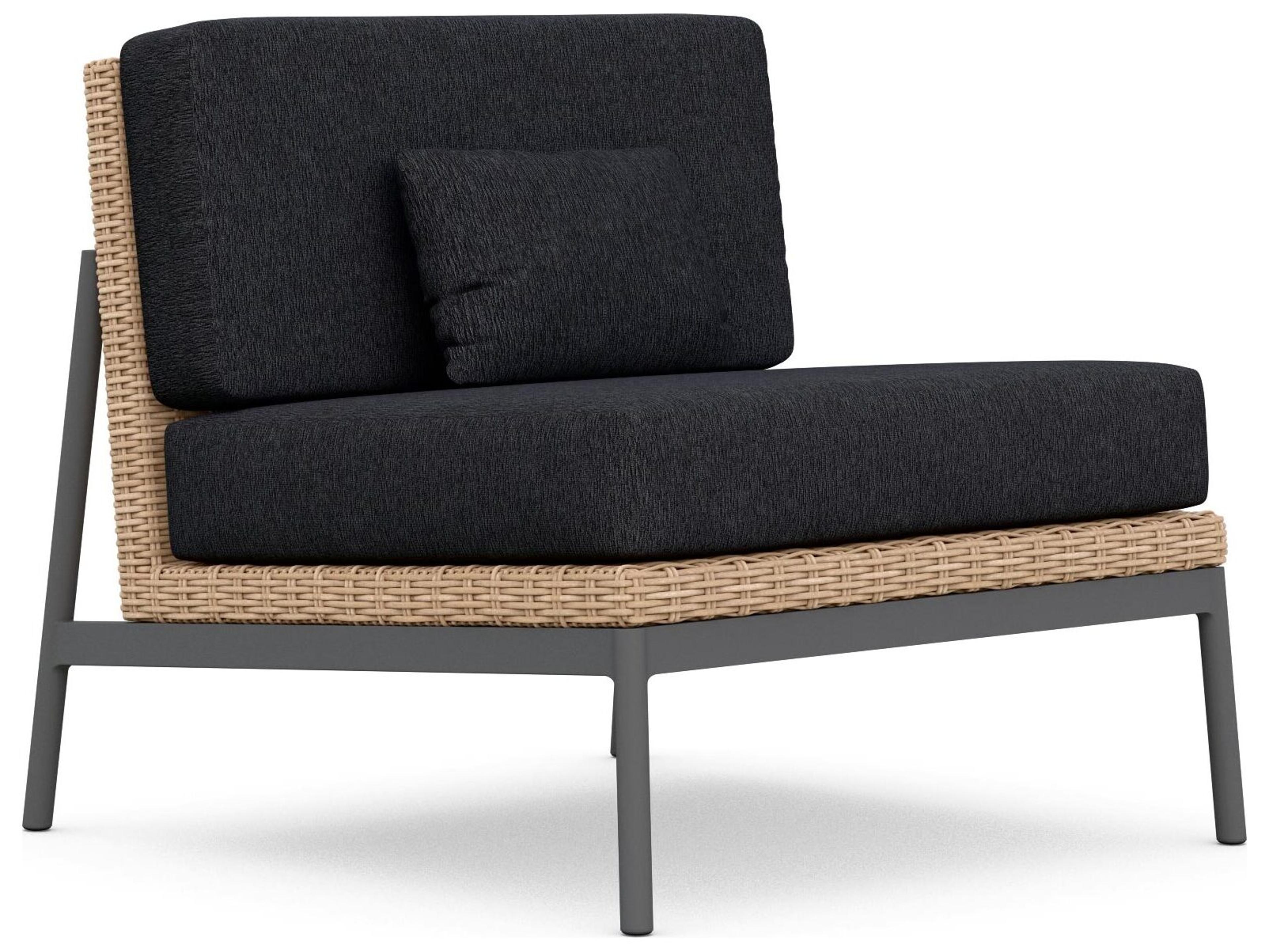 Azzurro Living Terra Natural All-Weather Wicker Modular Patio Lounge Chair with Midnight Cushion