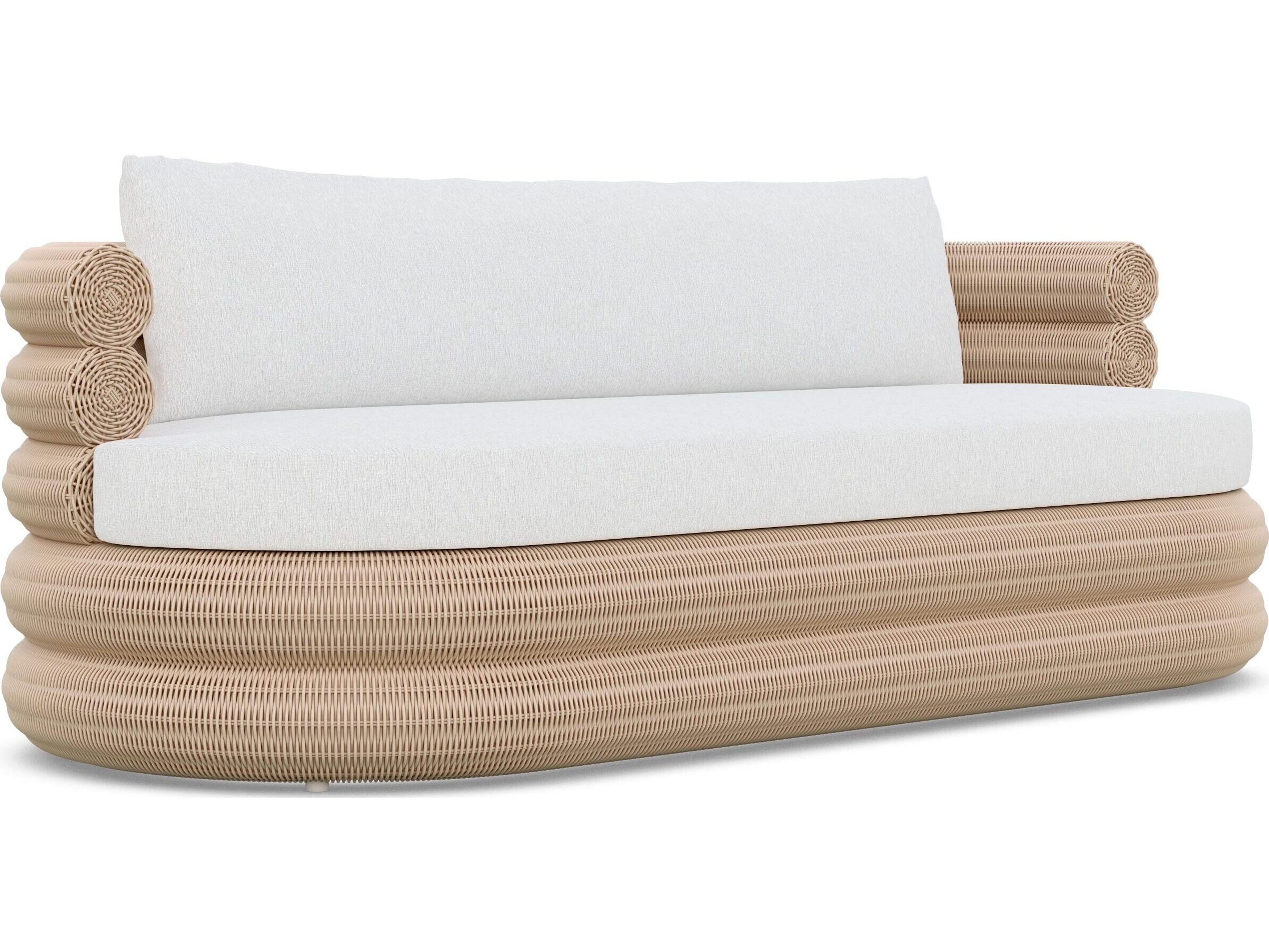 Azzurro Living Texoma Almond All-Weather Wicker Outdoor Sofa with Cloud Cushion