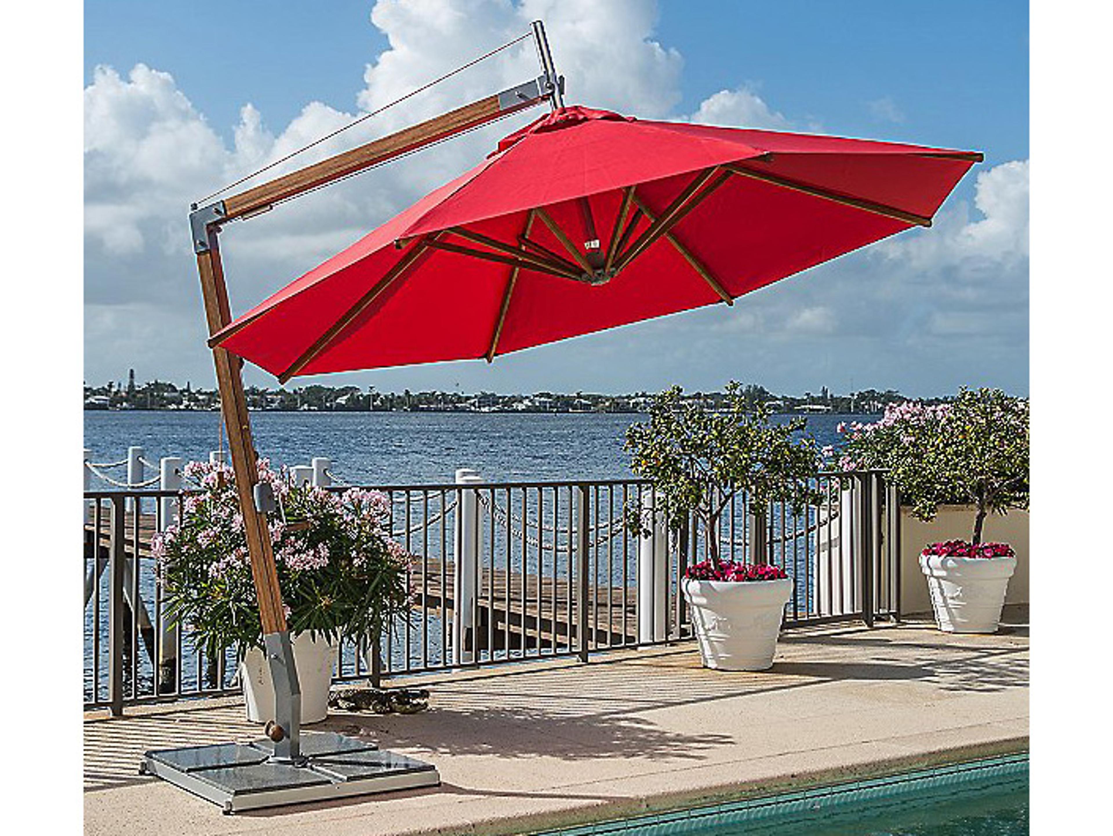 Bambrella Sirocco 10 Foot Round Sidewind Crank Lift Manual Tilt Cantilever Patio Umbrella