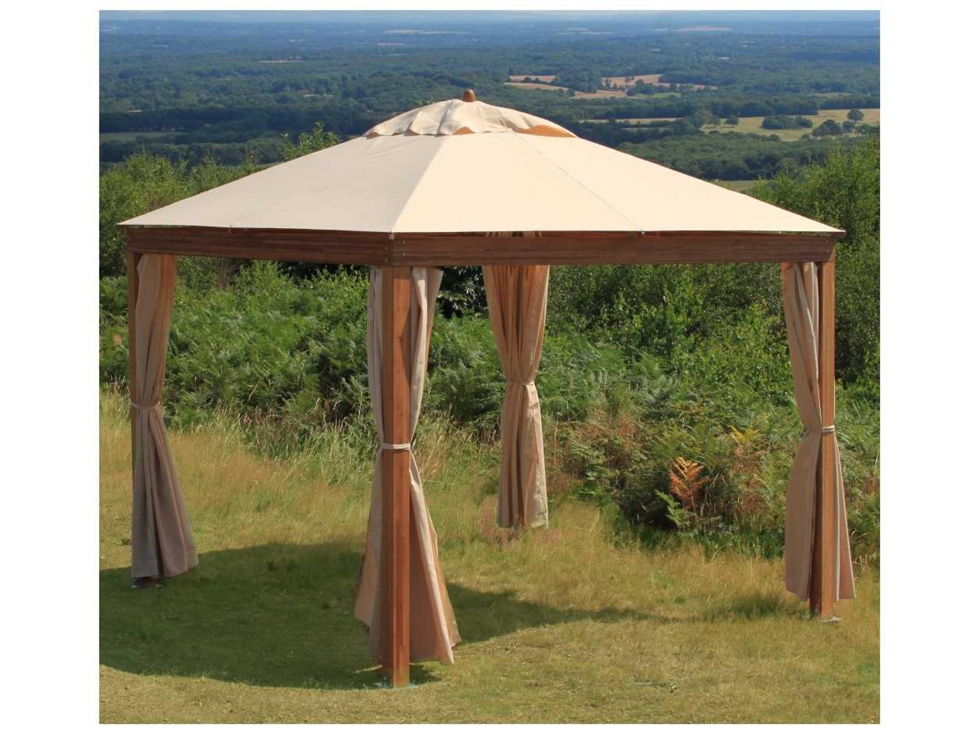 Bambrella Alize 10 Foot Square Bamboo Pavilion with Drapes