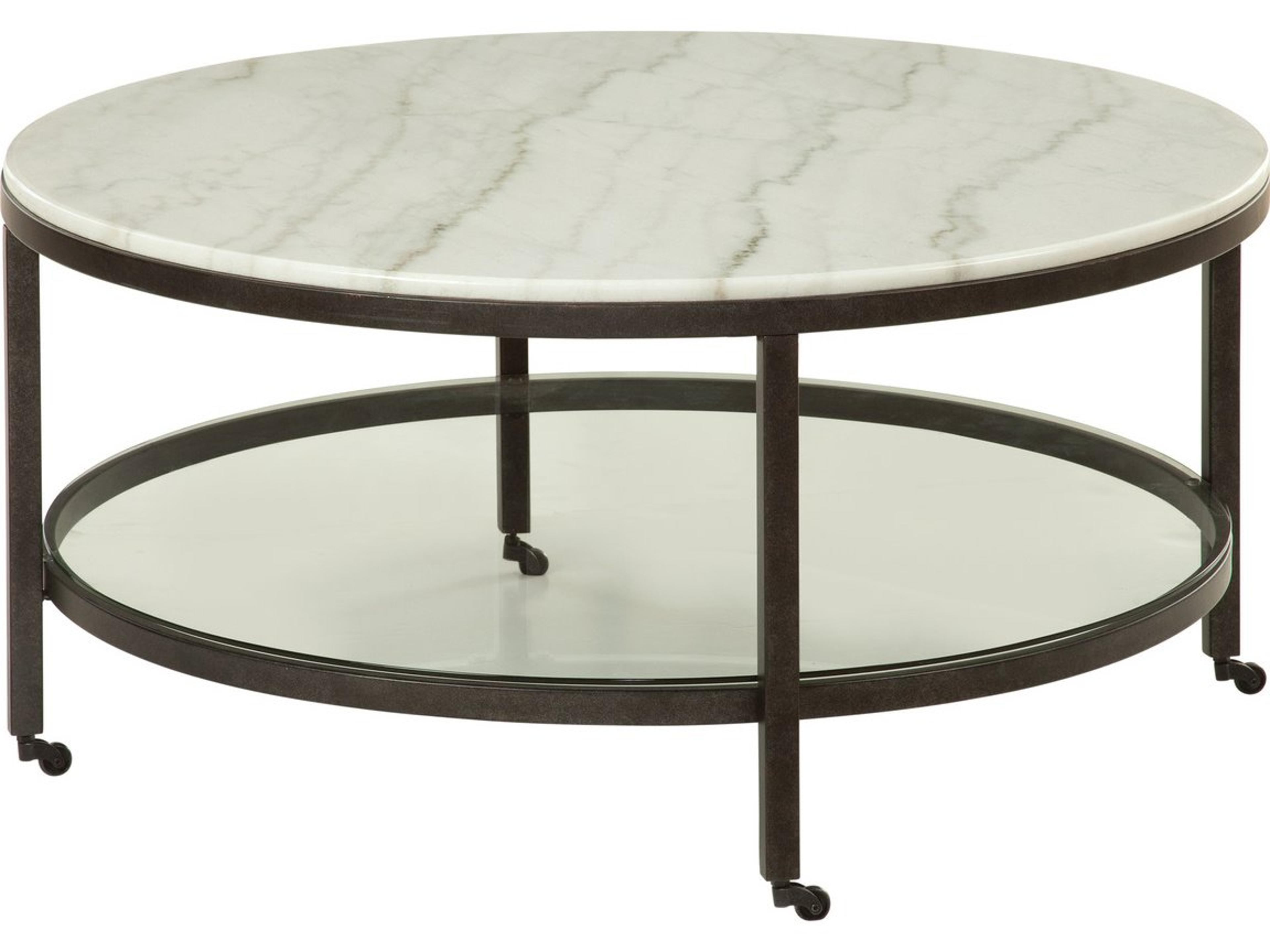 Bassett Mirror Whitman Round Bronze Marble Cocktail Table