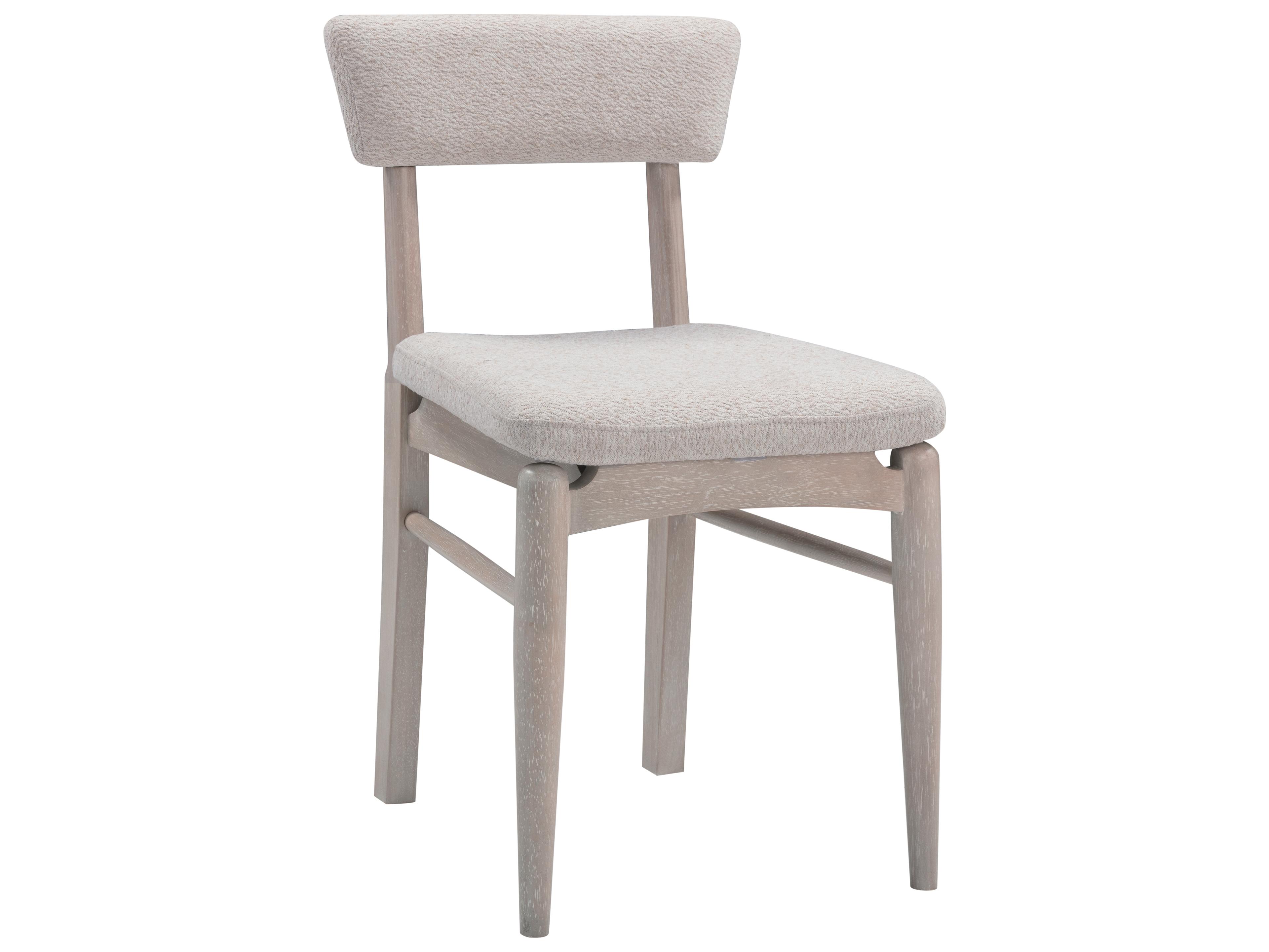 Bassett Mirror Horizons Natural Wood Gray Upholstered Armless Dining Chair