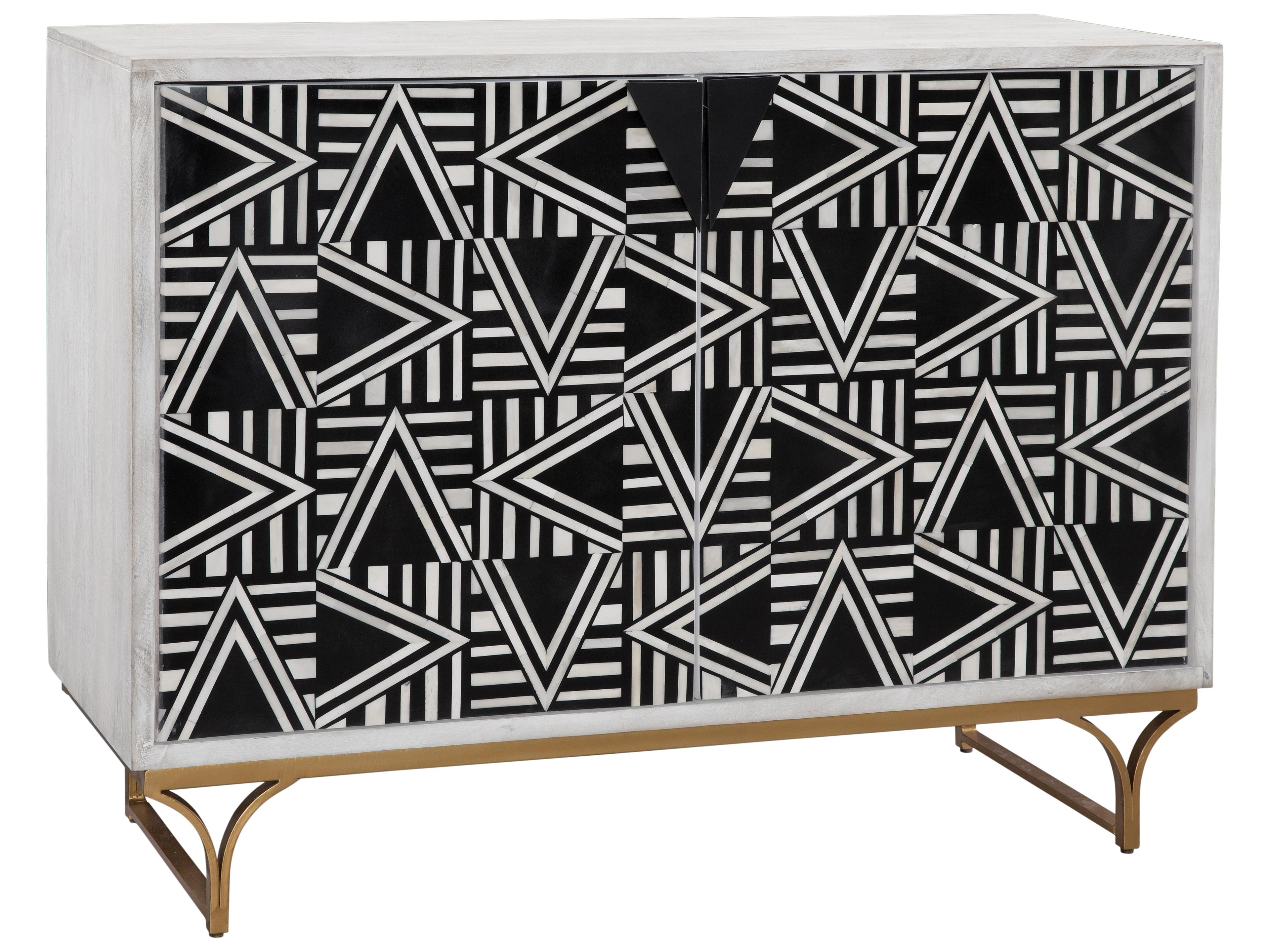 Bassett Mirror Mango Wood Sandblasted White Wash Black Bone Wine Bar Cabinet