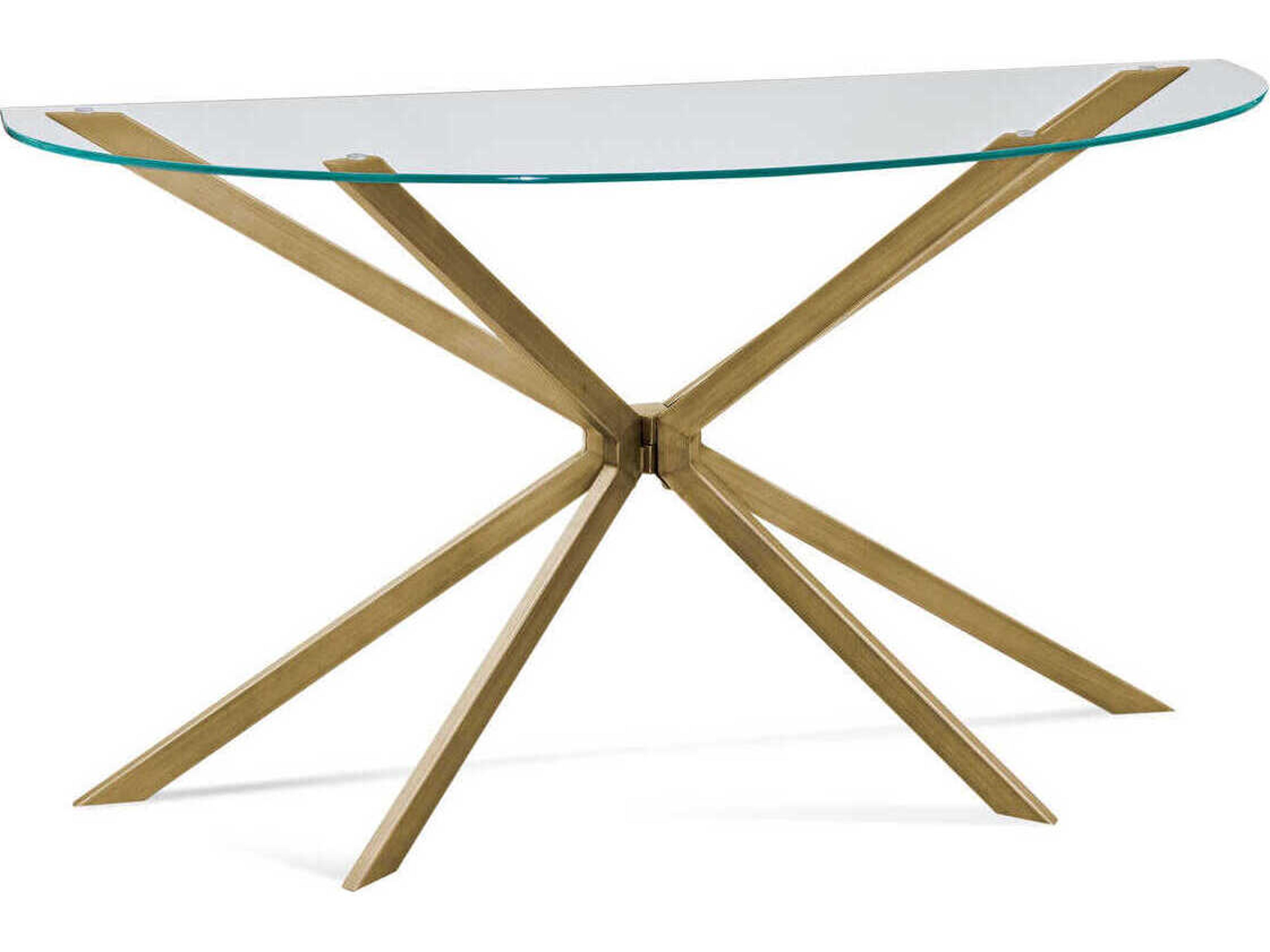 Bassett Mirror Tess Demilune Glass Gold Console Table