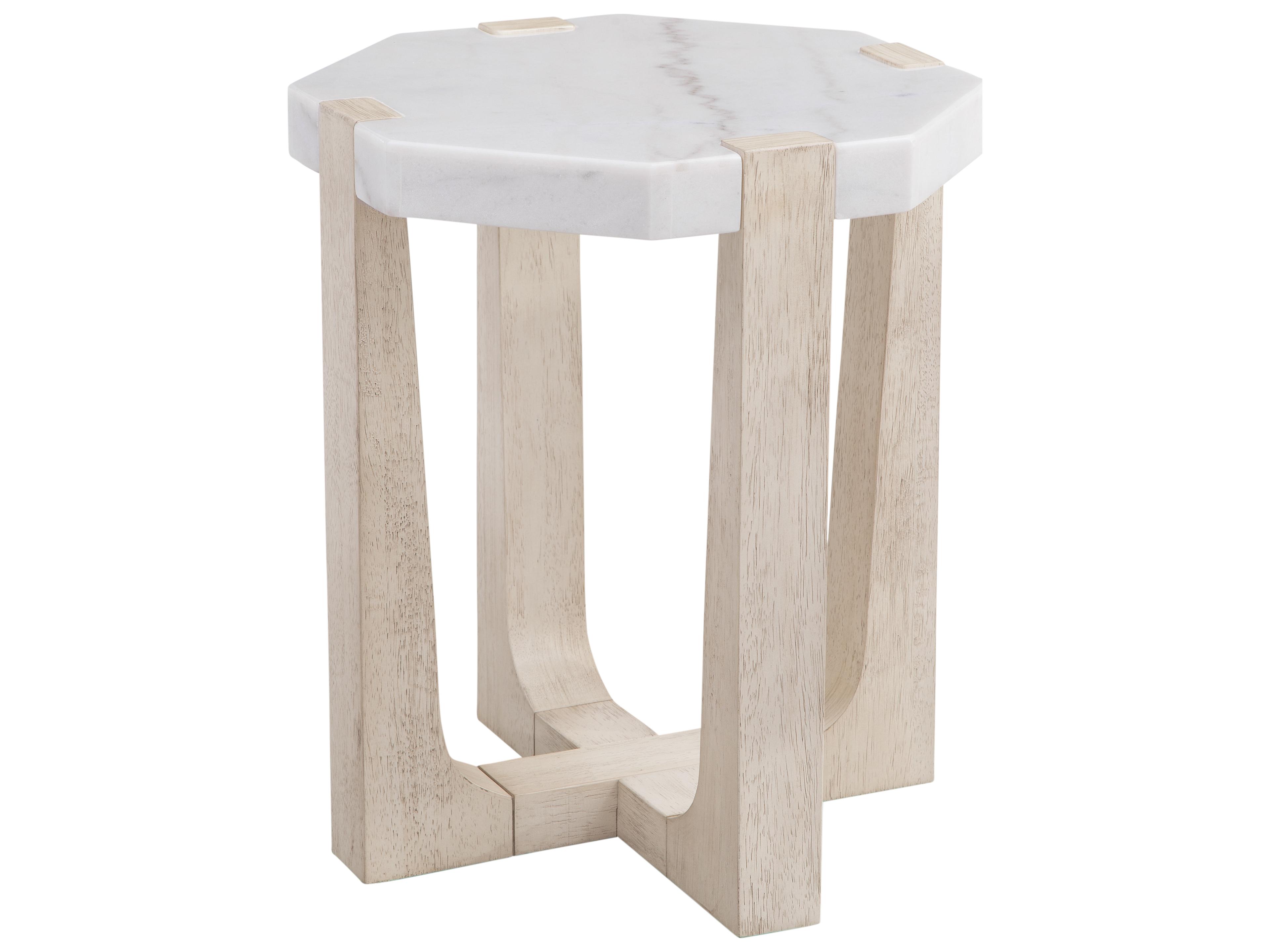 Bassett Mirror Newport Scatter Octagon Marble Sunbleached Ash End Table