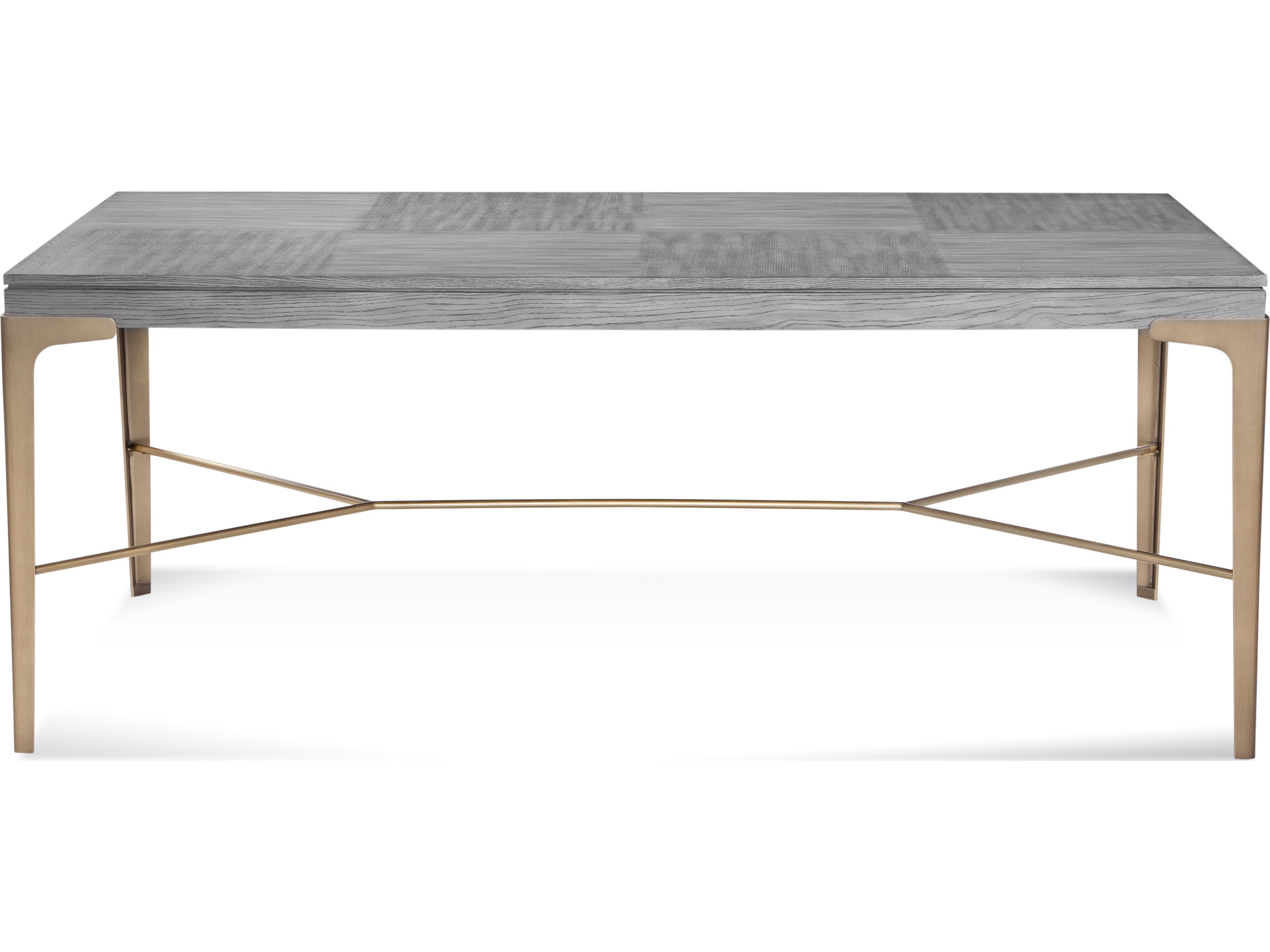 Bassett Mirror Nylah Rectangular Wood Platinum Brushed Gold Dining Table