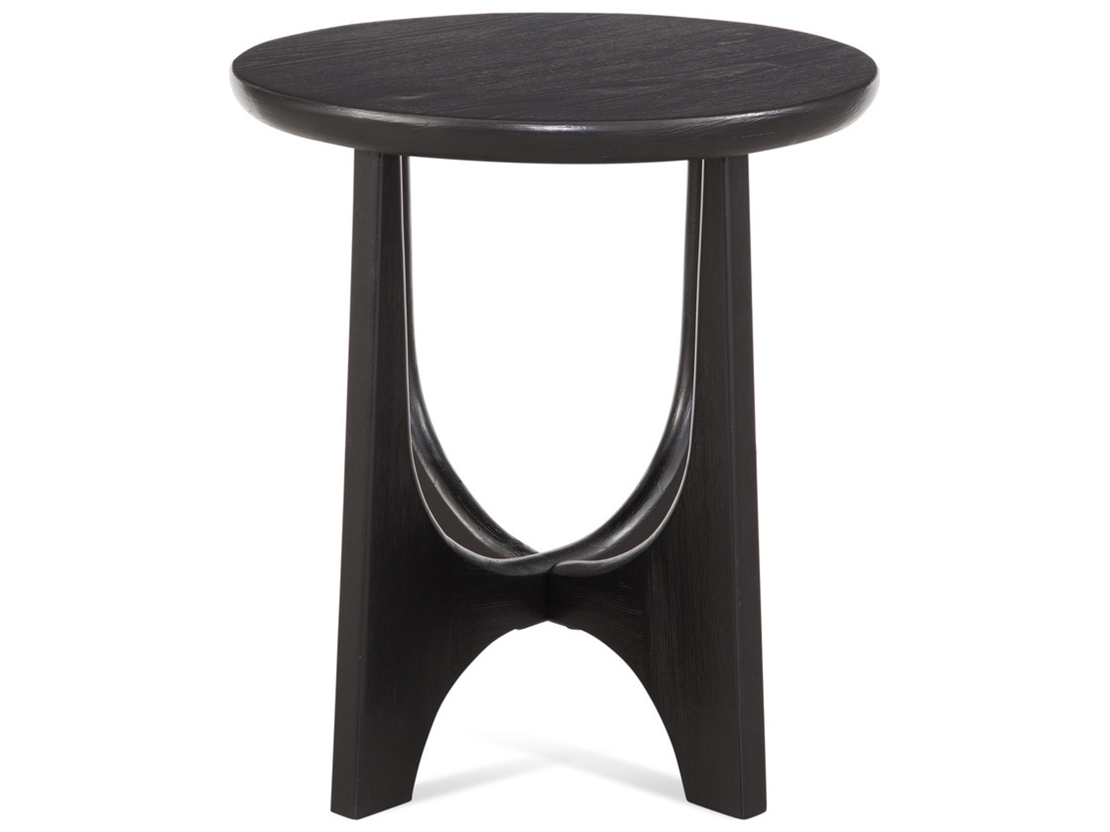 Bassett Mirror Dunnigan Round Wood Black Matta Stain End Table