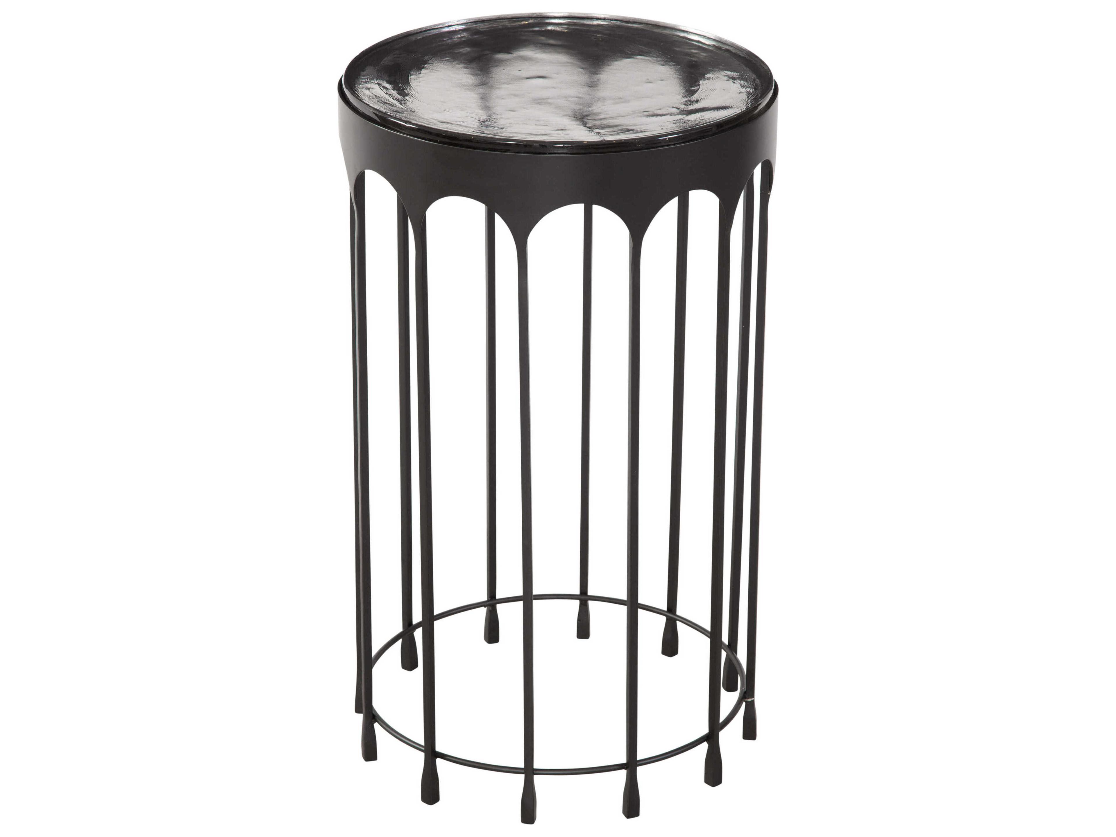 Bassett Mirror Hartley Round Glass Matte Black End Table