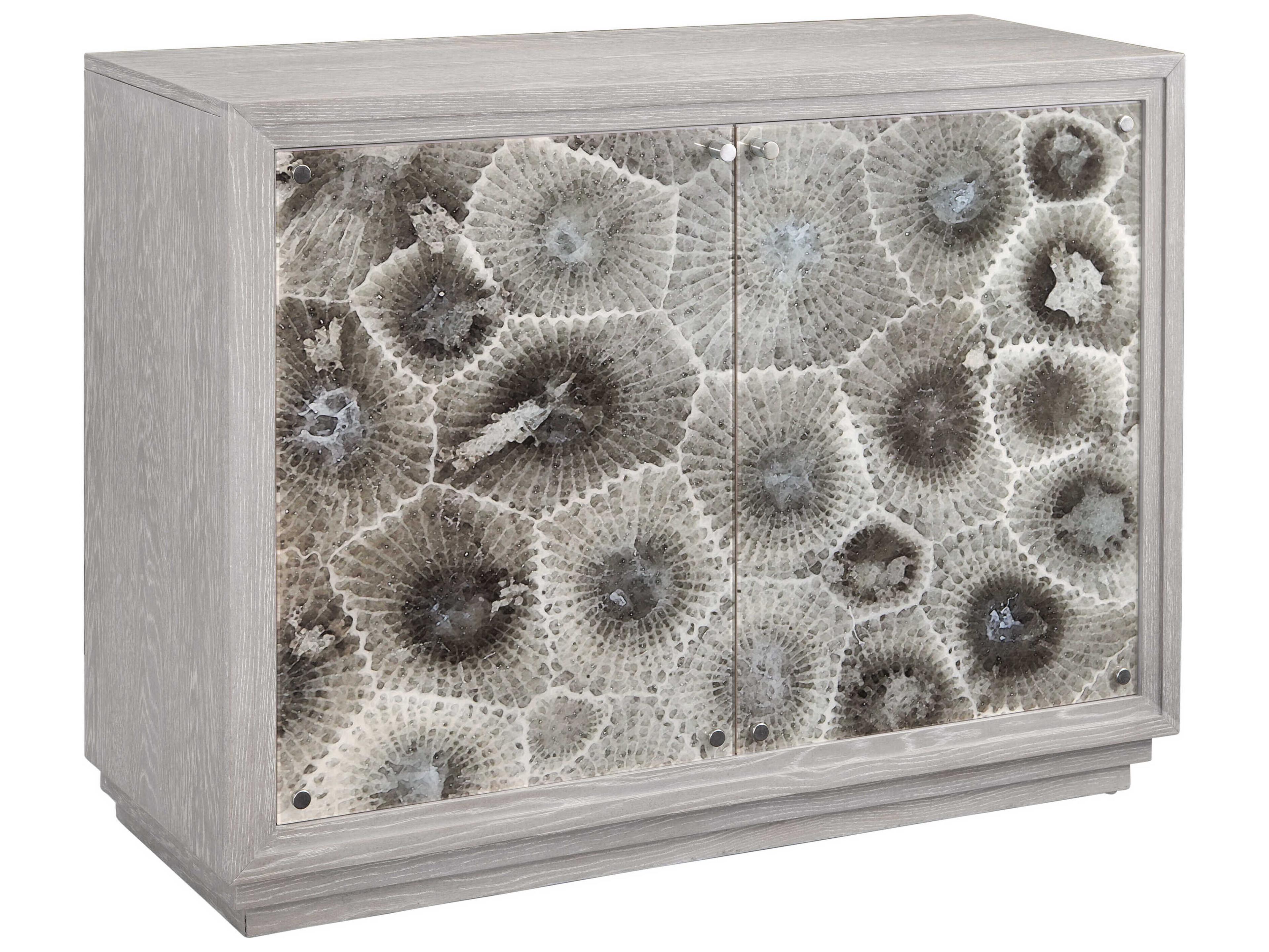 Bassett Mirror Compass Rubberwood Gray Bar Cabinet