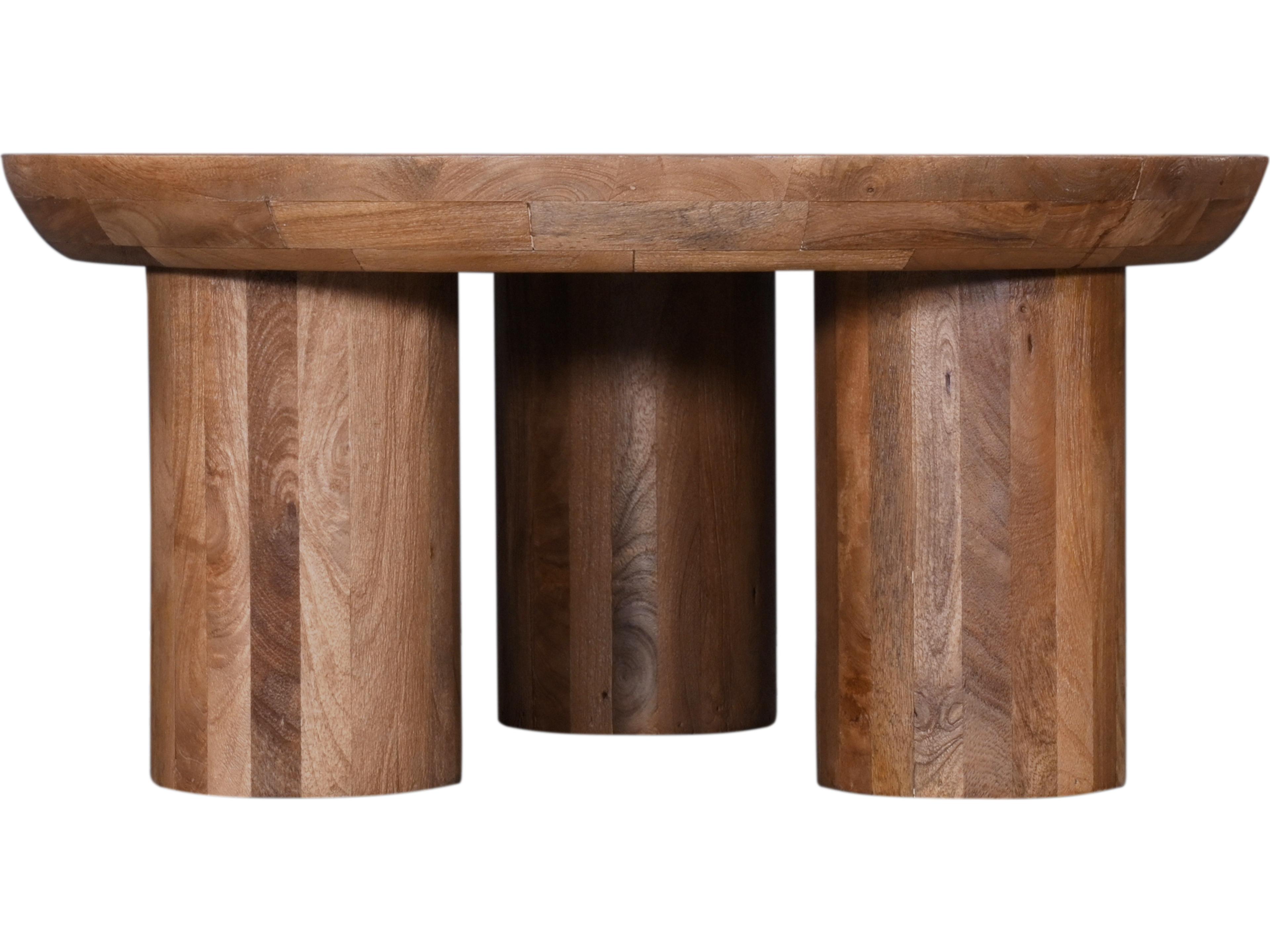 Bassett Mirror Blair Round Wood Natural Mango Sandblasting Cocktail Table