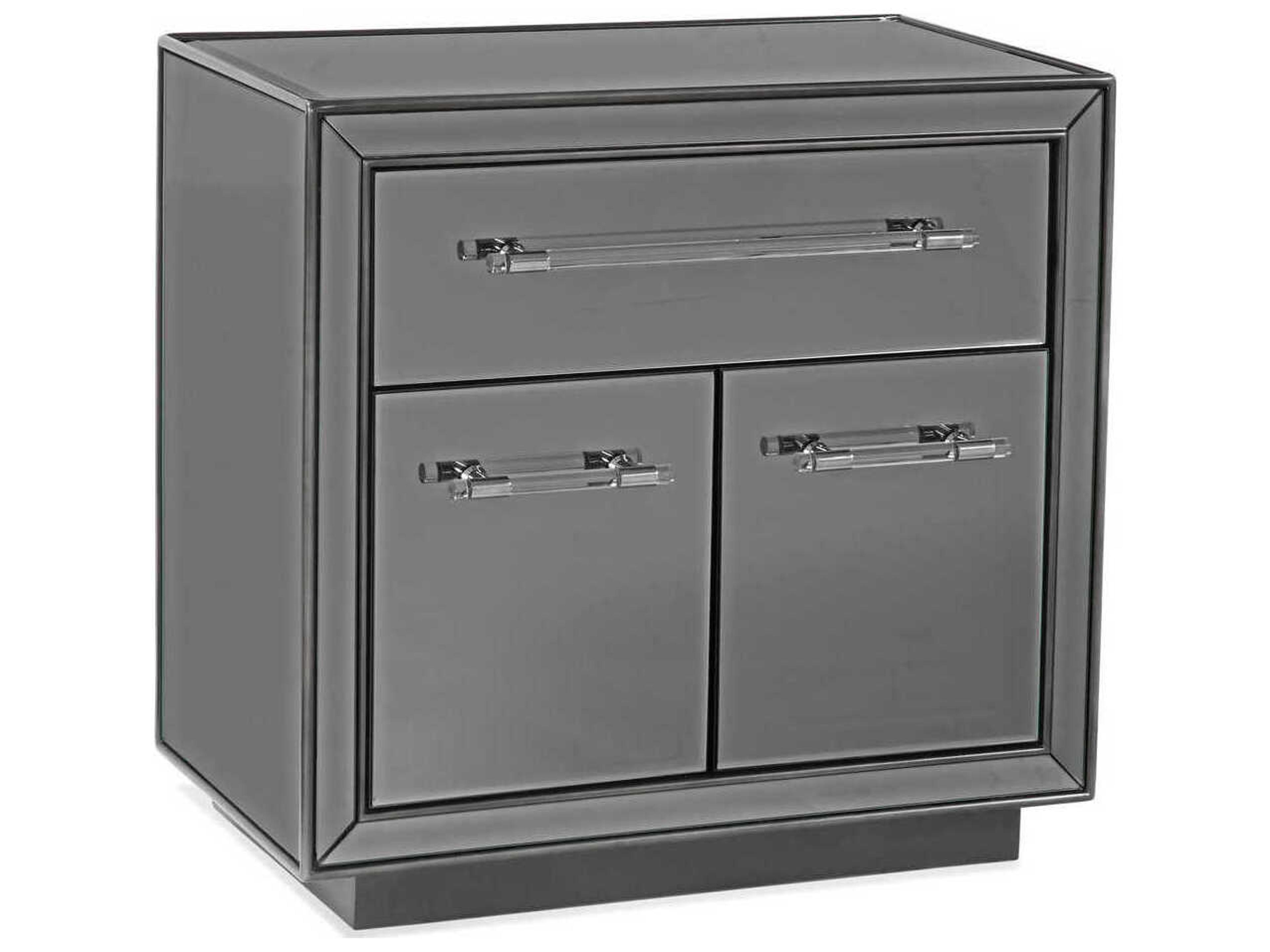 assett Mirror Trevor 1-Drawer Mirrored Poplar Wood Nightstan