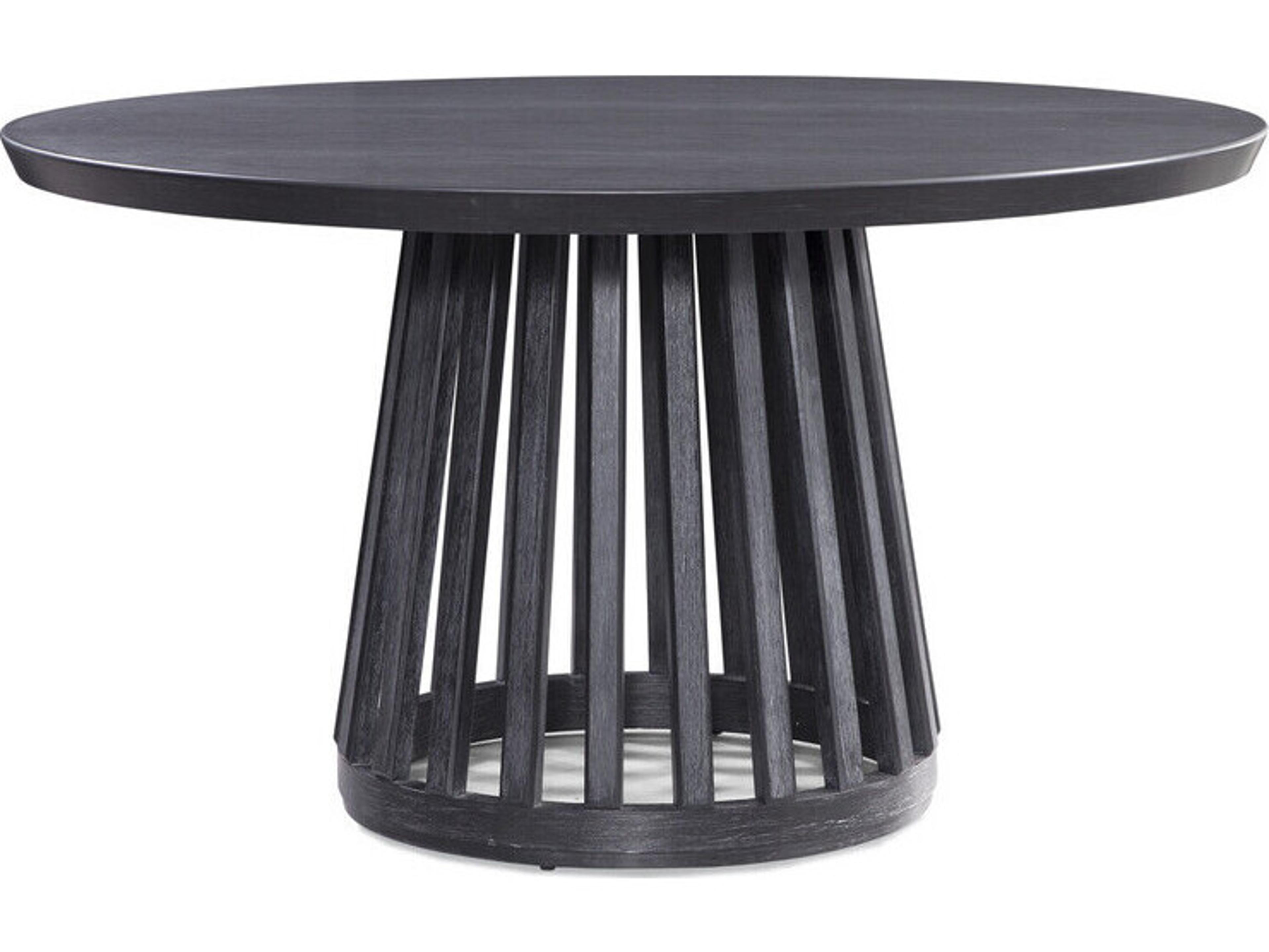 Bassett Mirror Mateo Round Wood Cerused Black Dining Table