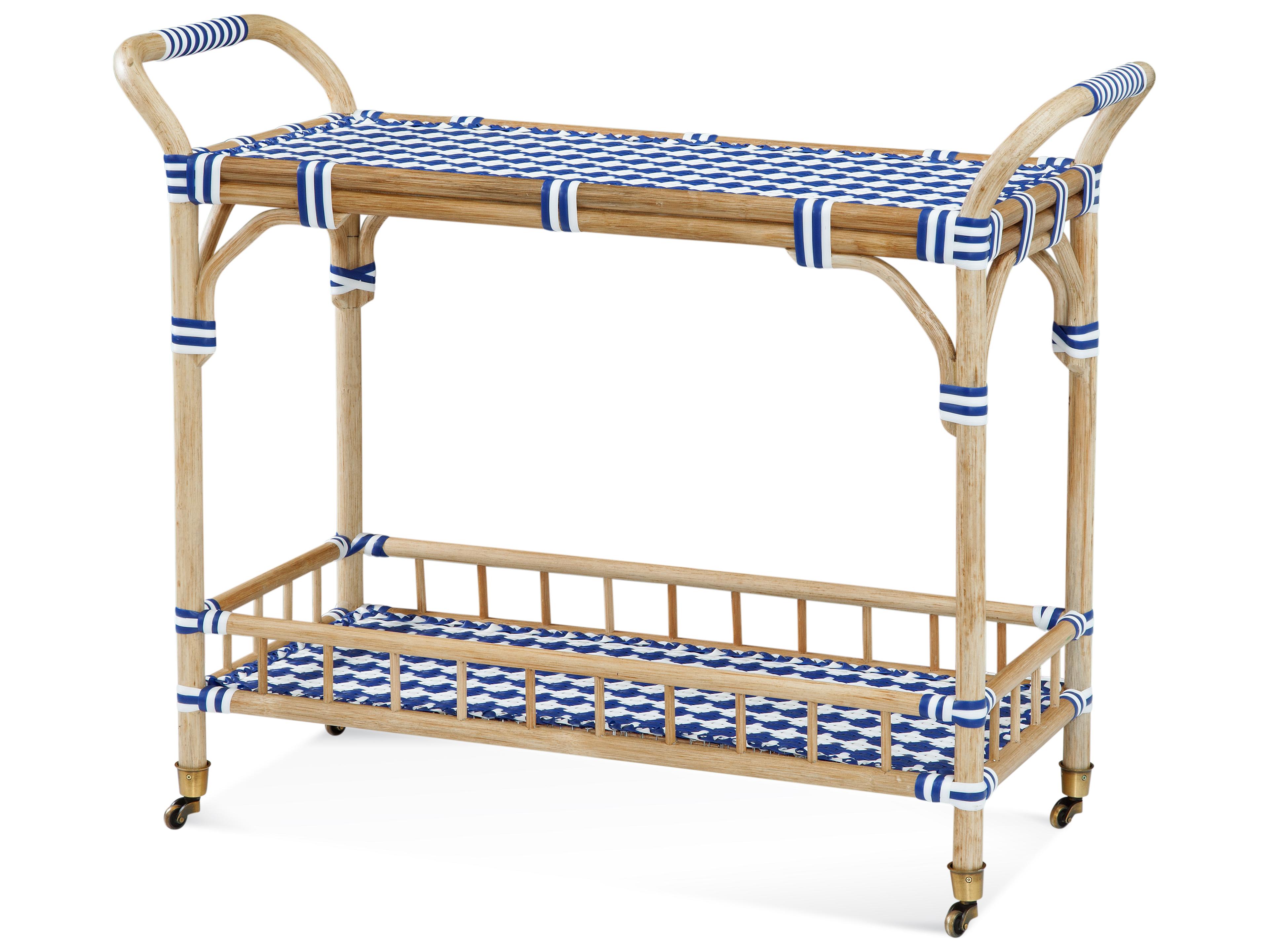 Bassett Mirror Wood Natural Blue & White Bar Car