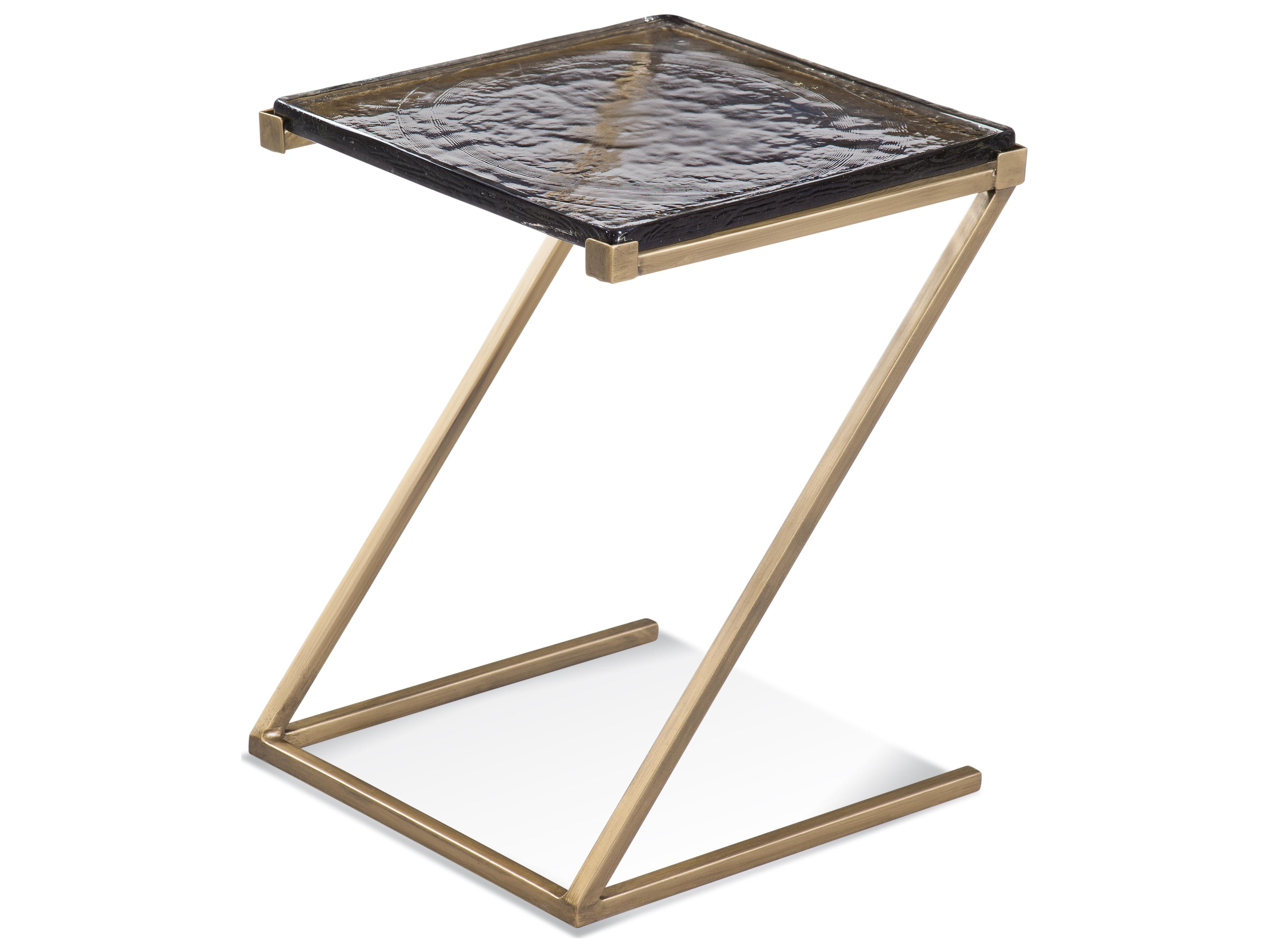 Bassett Mirror Corina Square Glass Gold End Table