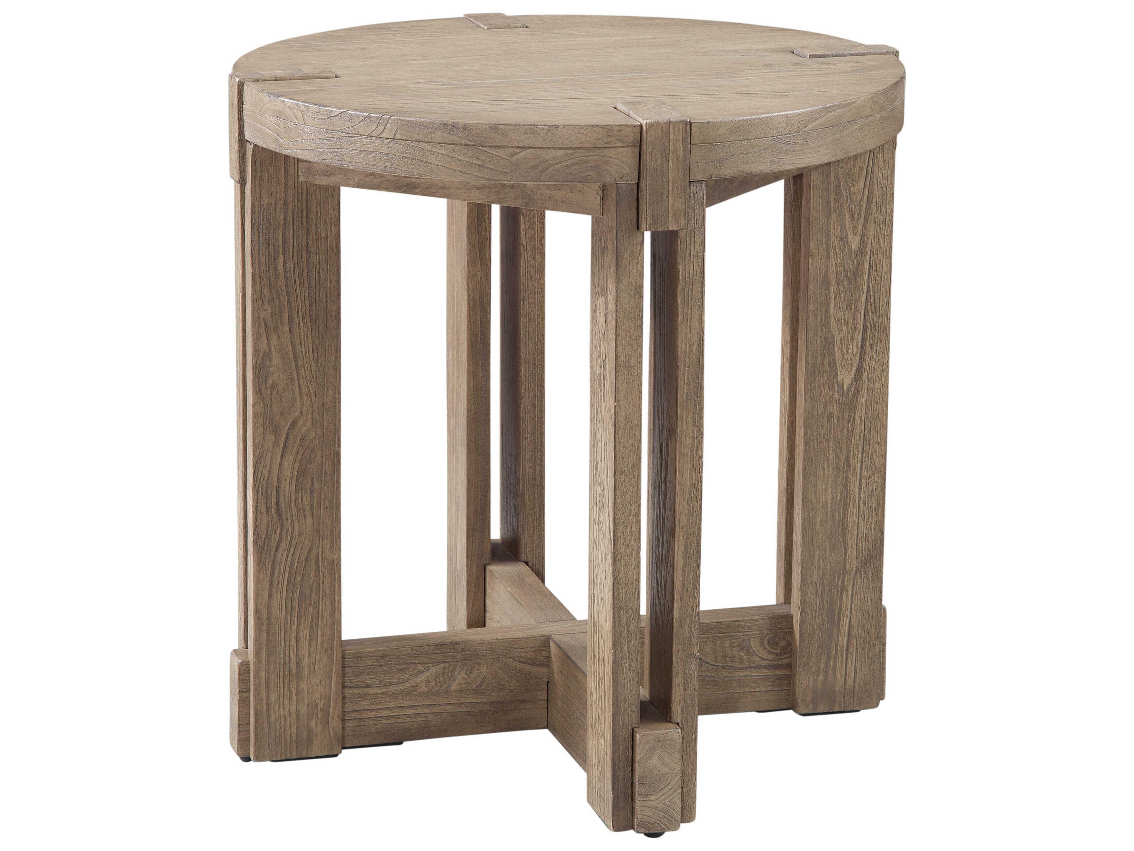 Bassett Mirror Mcguire Round Wood Gray End Table