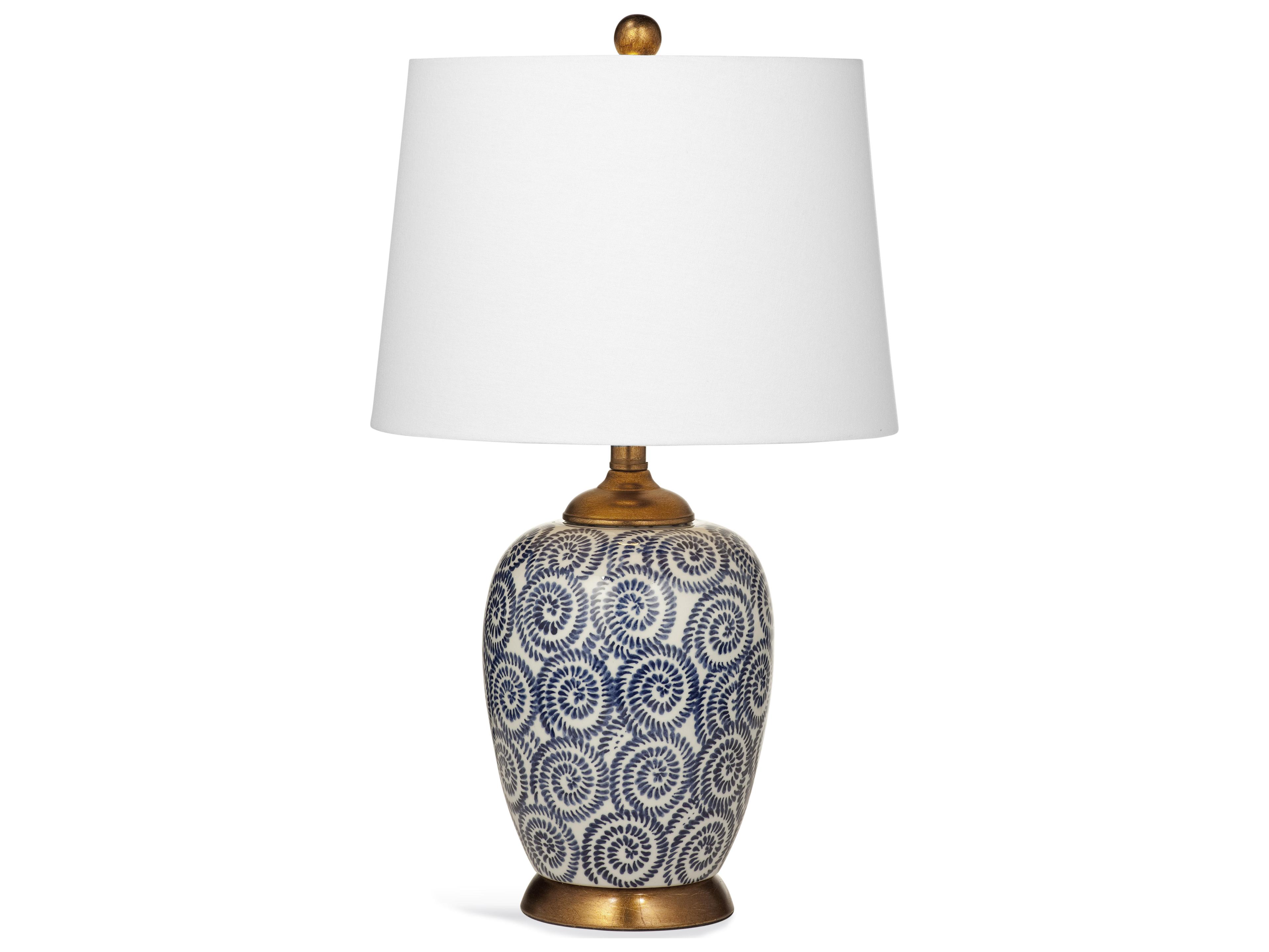 Bassett Mirror Lawton Navy & White Blue Table Lamp