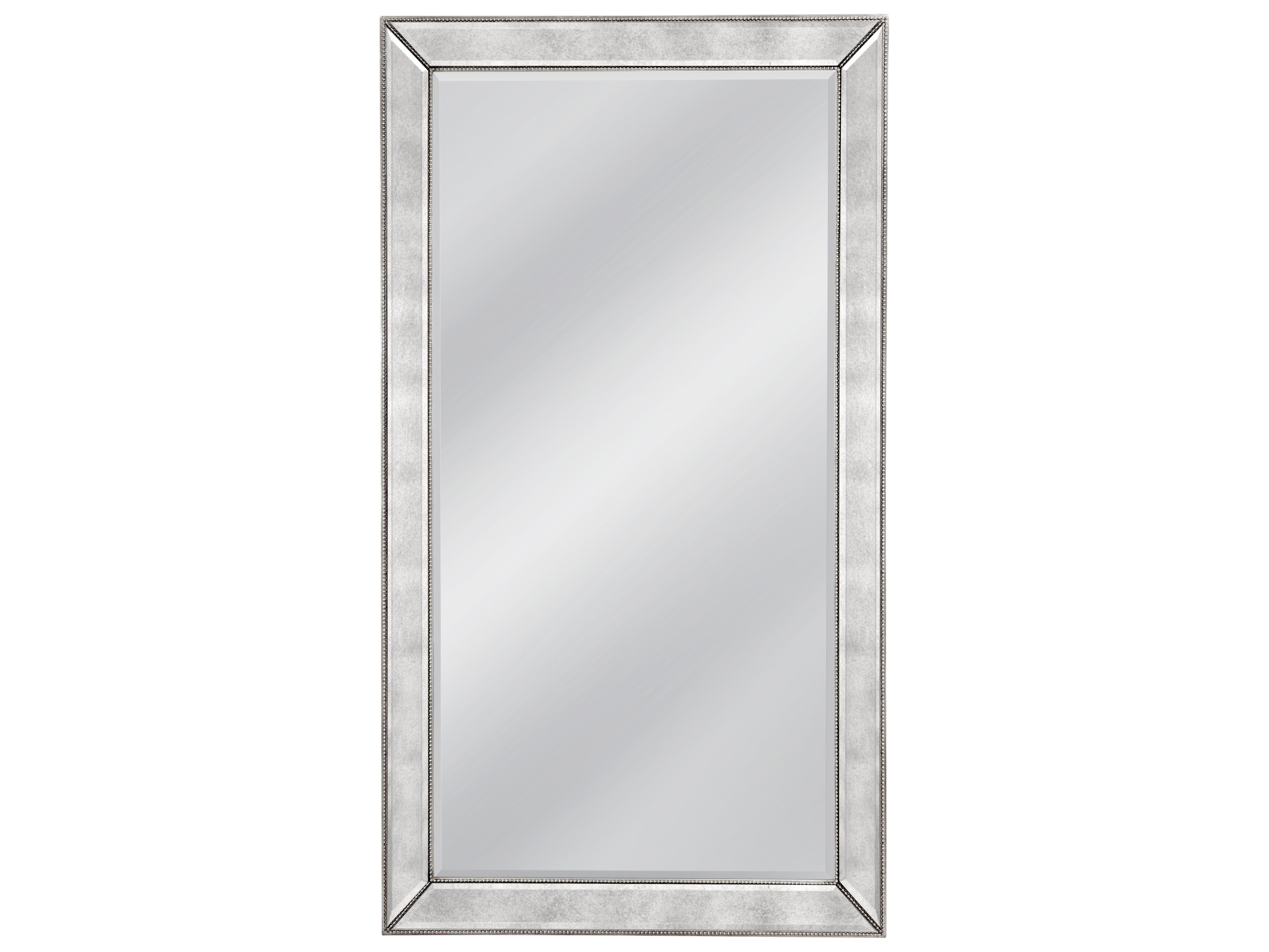 Bassett Mirror Beaded Silver Rectangular Floor Mirror