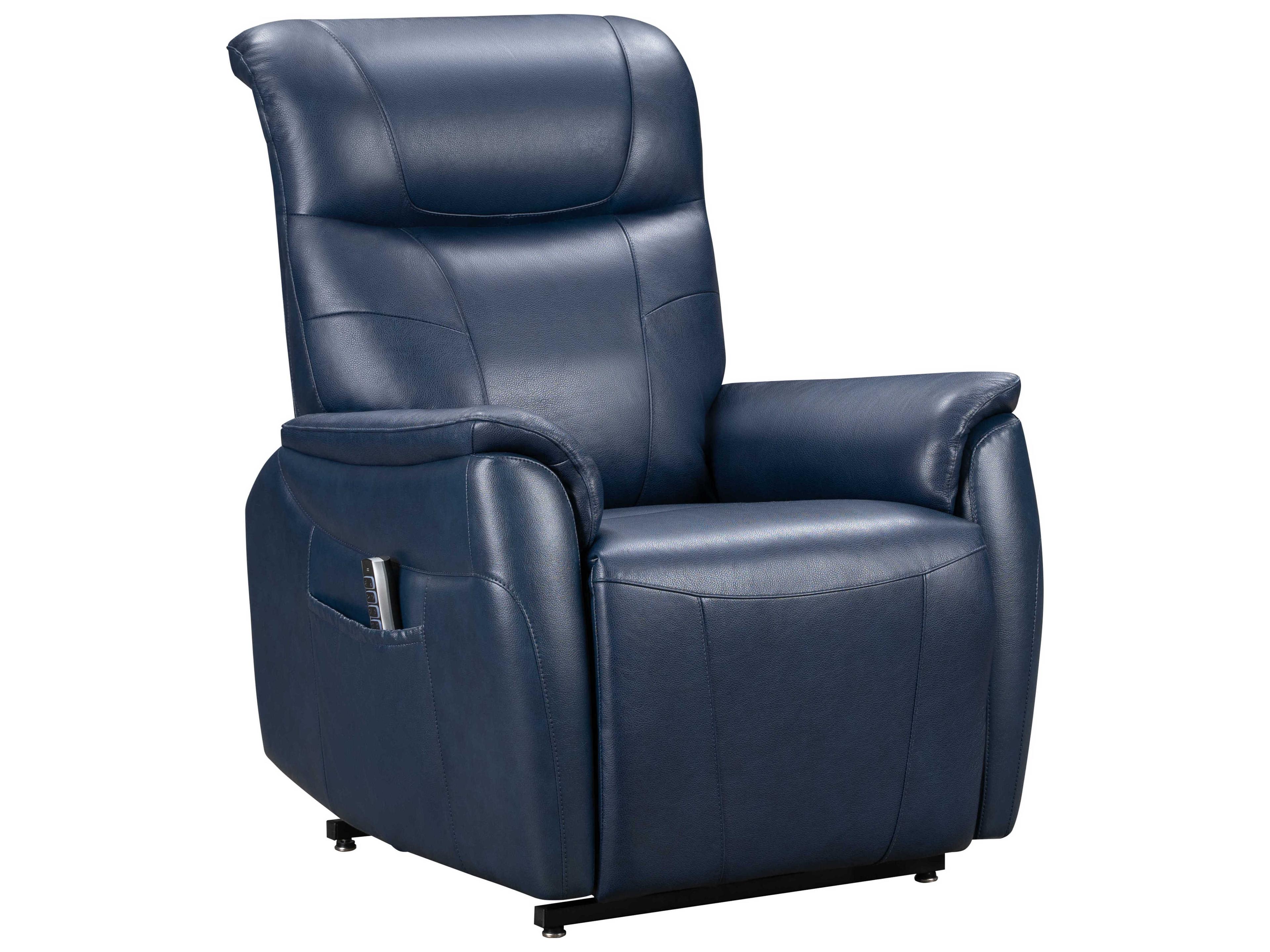 Barcalounger Lux Recline & Lift Leighton Marco Navy Blue Faux Leather Recliner