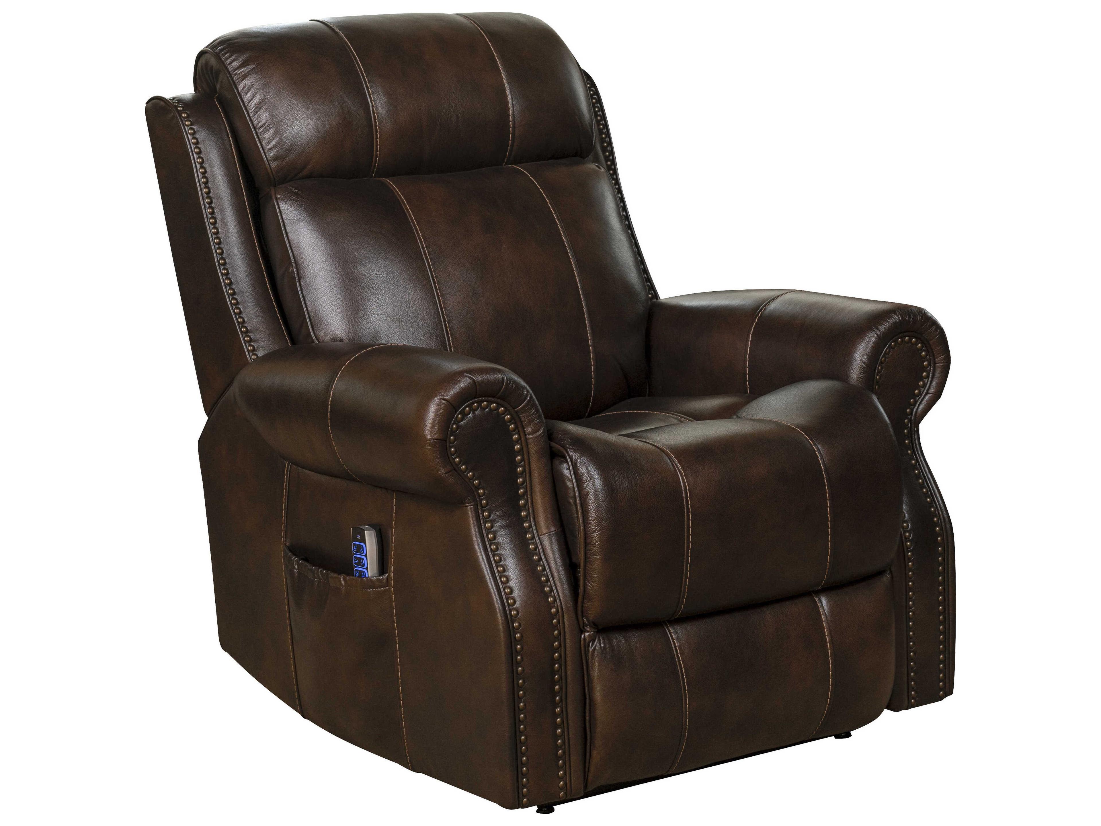 Barcalounger Lux Recline & Lift Langston Tonya Brown Faux Leather Recliner