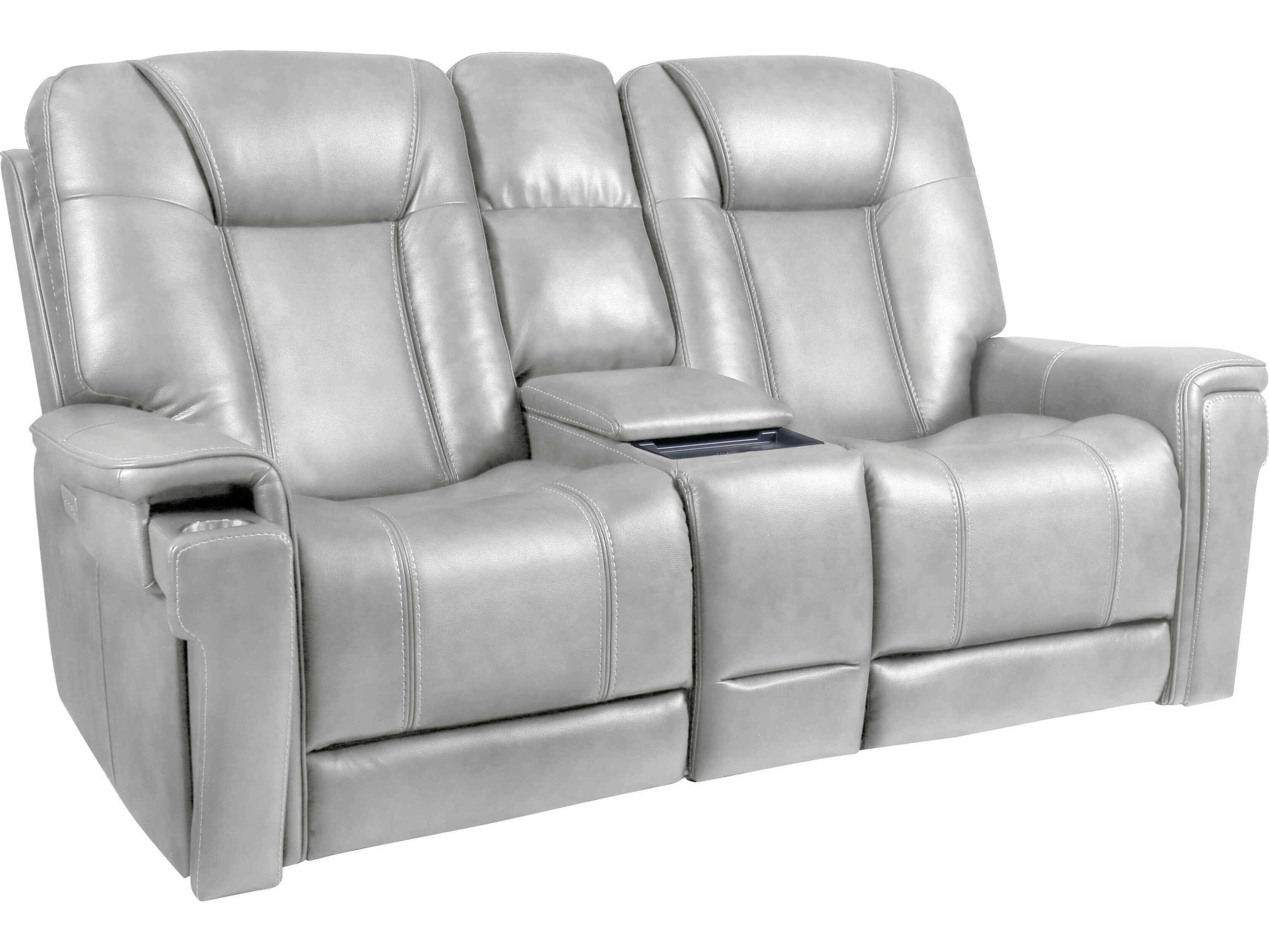 Barcalounger Modern Expressions Sanibel Rainer Dove Gray Faux Leather Loveseat