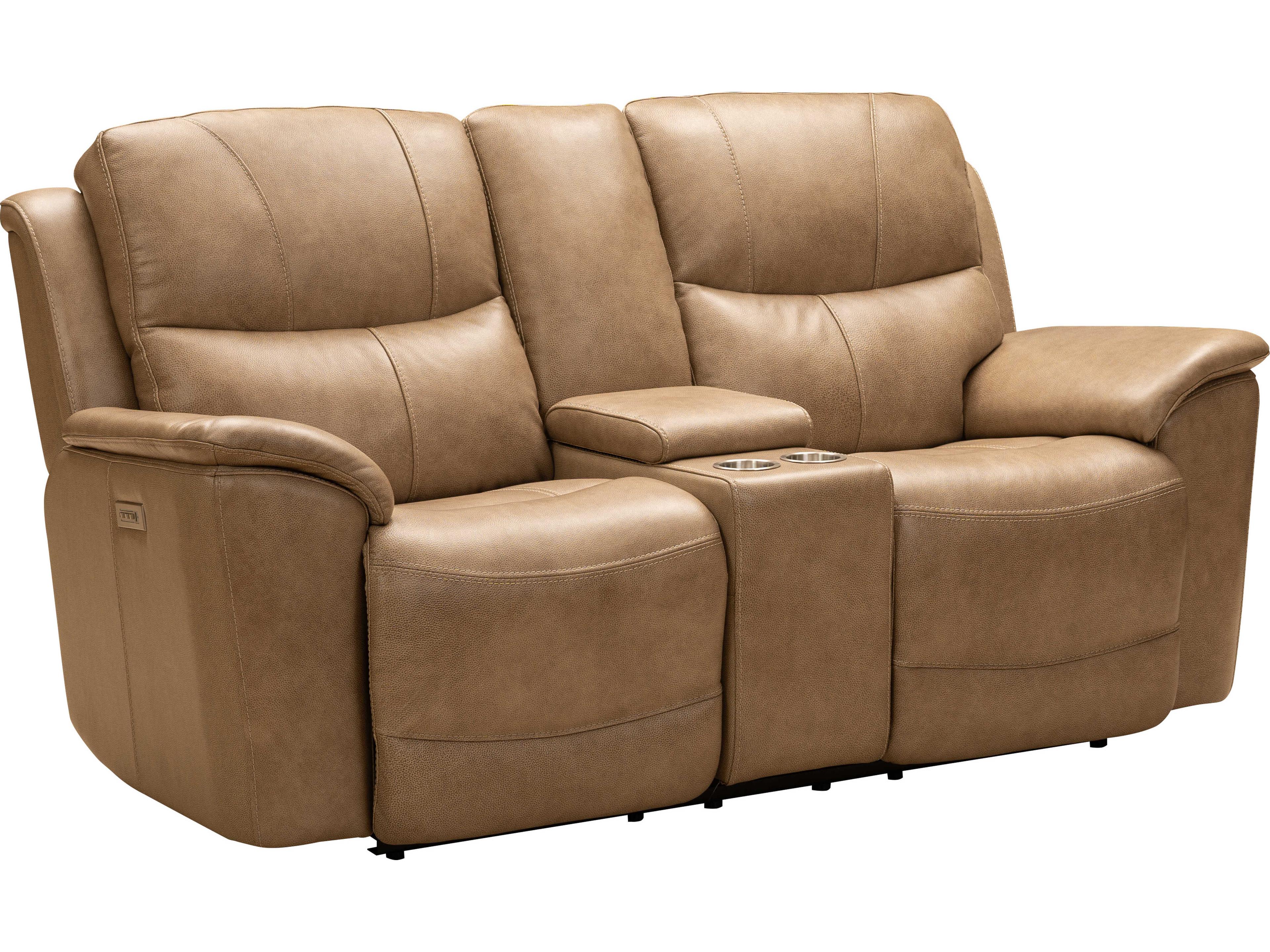 Barcalounger Modern Expressions Kaden Elliott Taupe Tan Faux Leather Loveseat