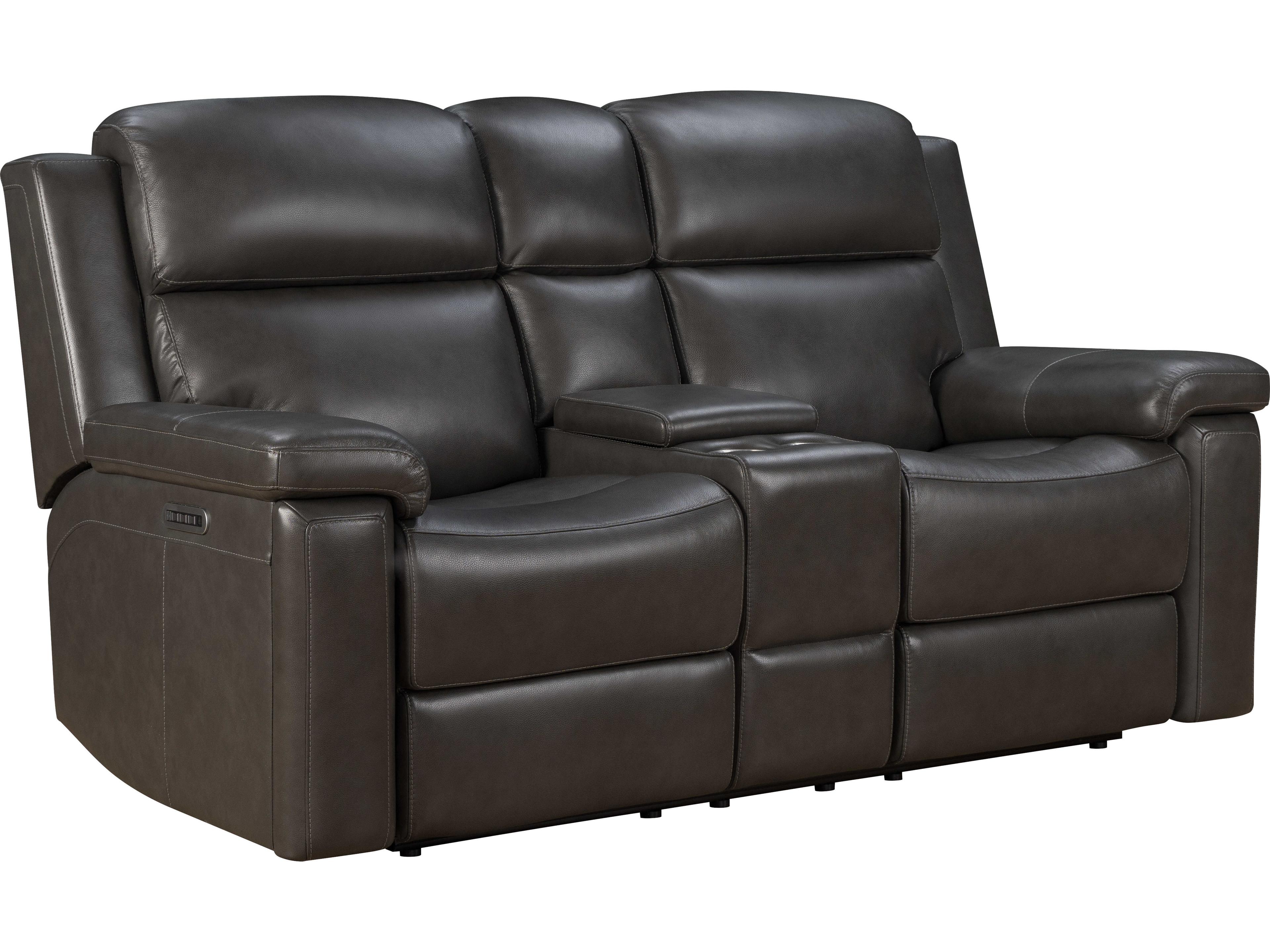 Barcalounger Media Leon Matteo Smokey Gray Faux Leather Loveseat