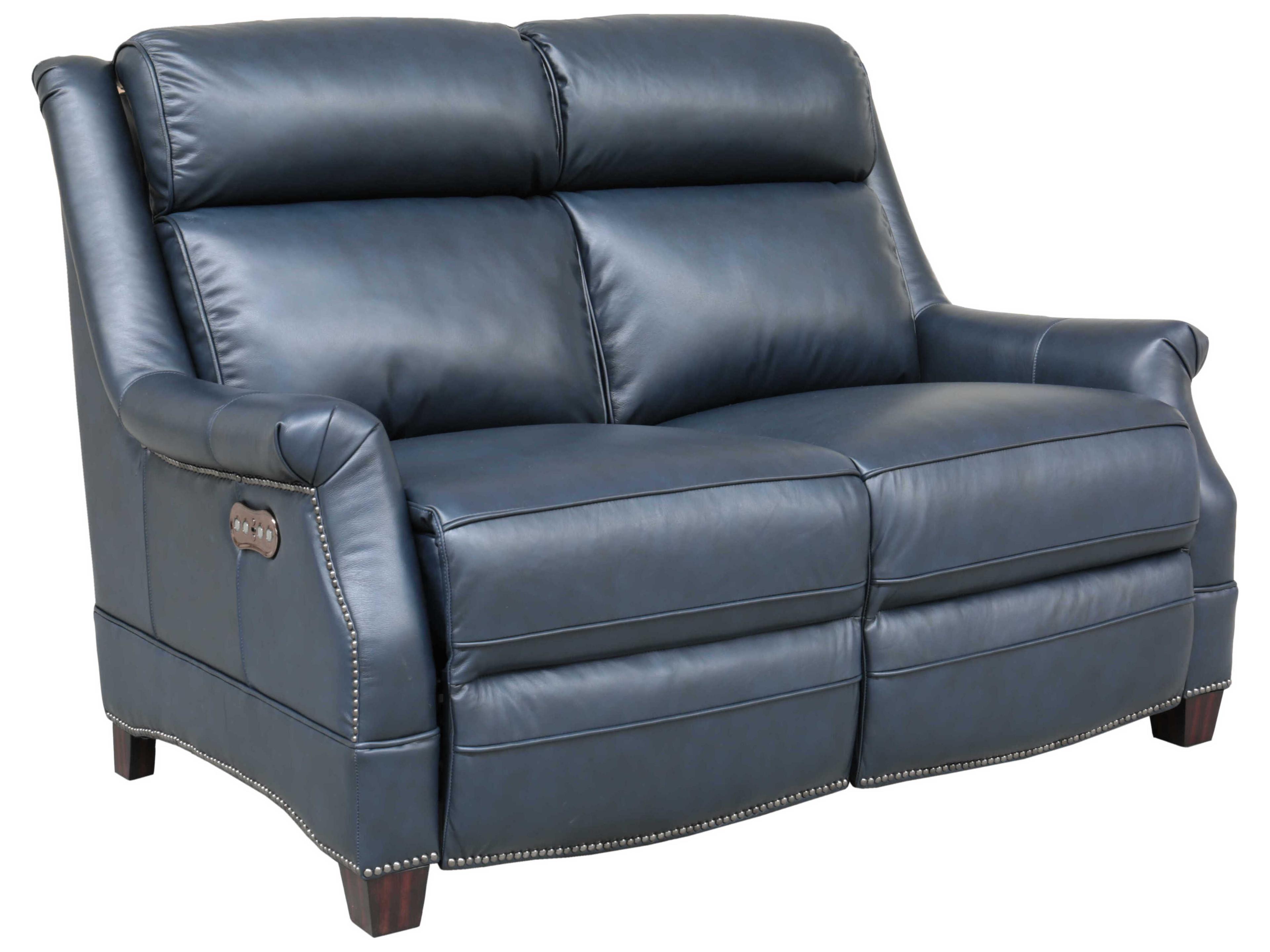 Barcalounger Vintage Warrendale Shoreham Blue Leather Loveseat