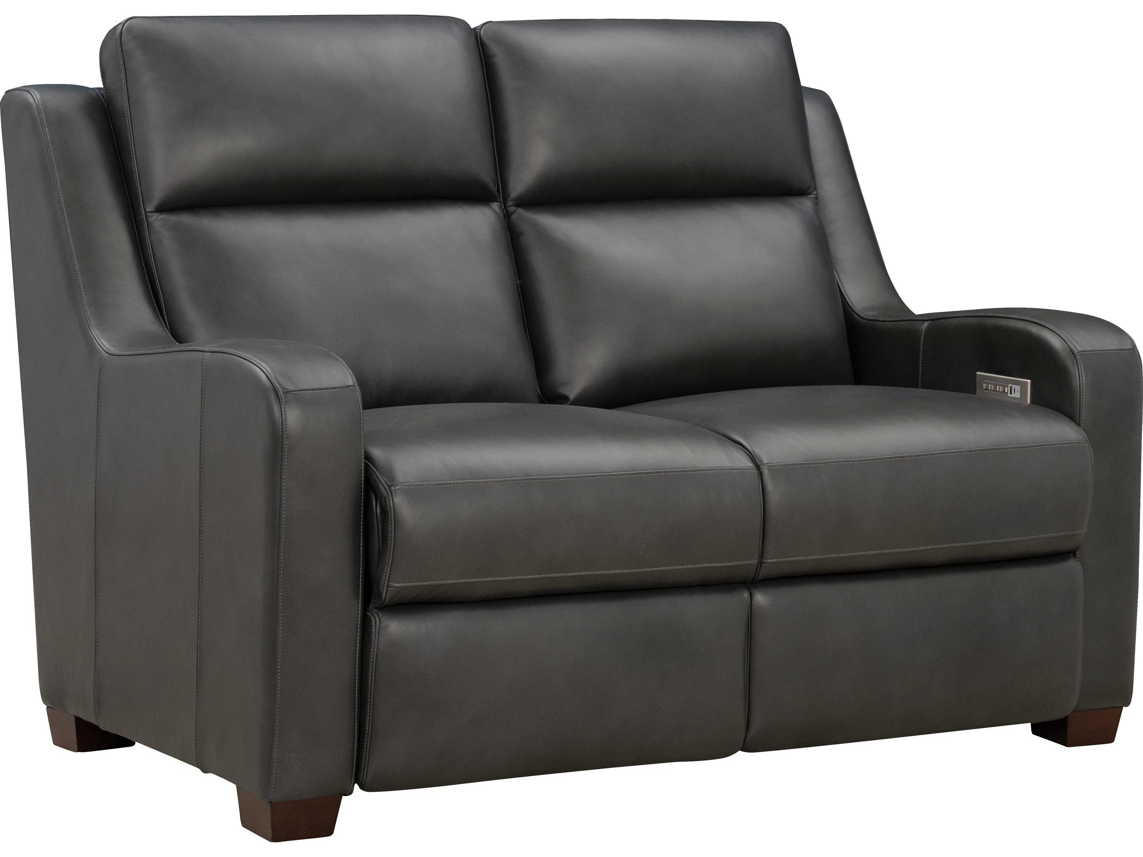 Barcalounger Vintage Ayden Elway Dark Gray Leather Loveseat