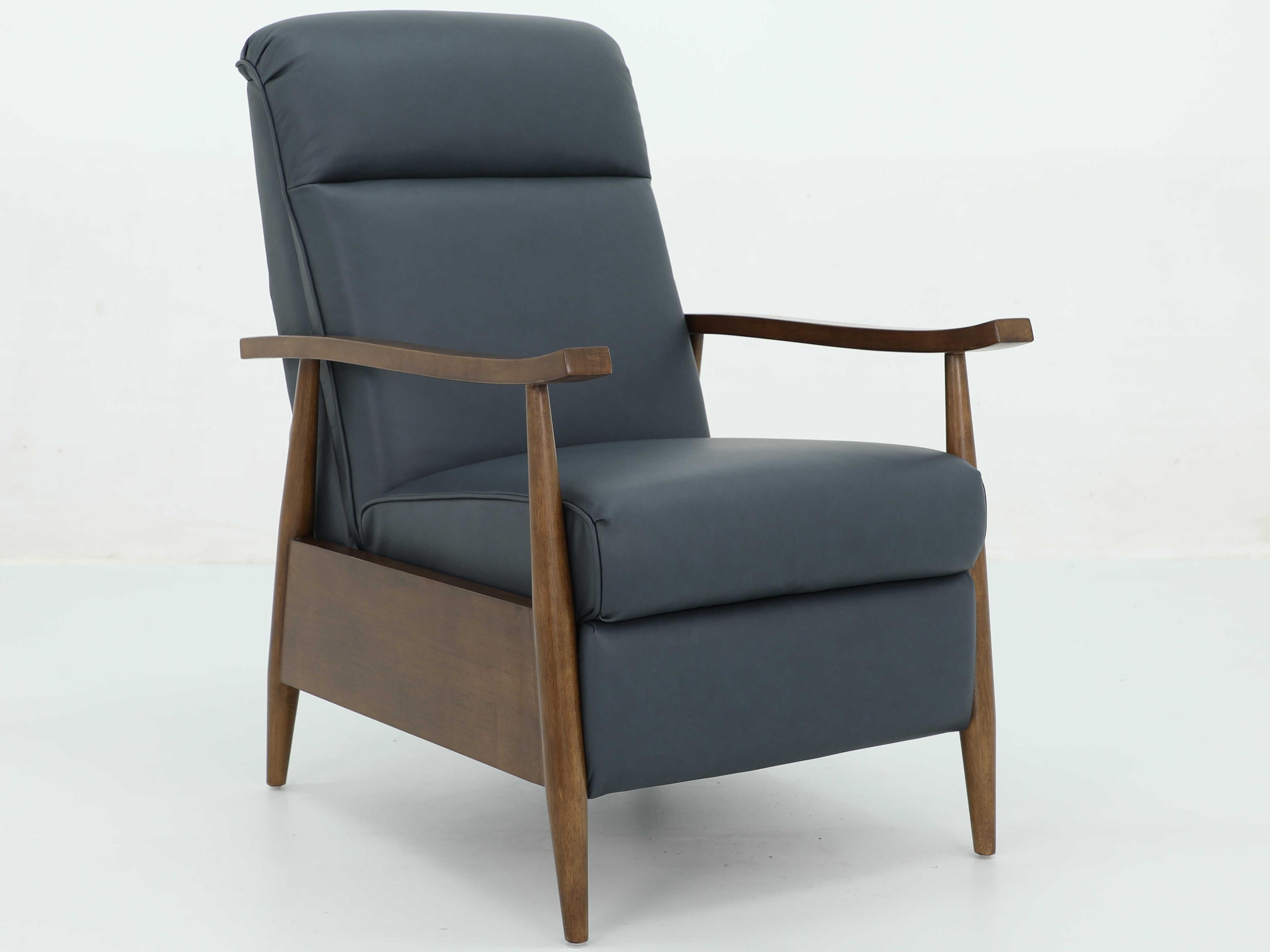 Barcalounger Woodlands Hampton Santa Fe Ocean Blue Leather Recliner