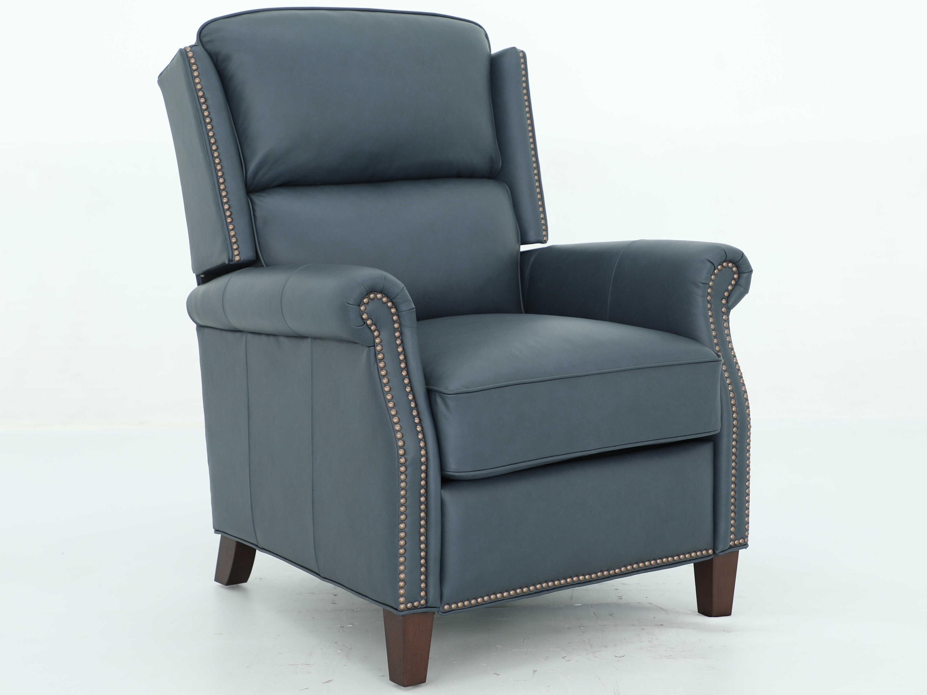 Barcalounger Vintage Shasta Santa Fe Ocean Blue Leather Recliner