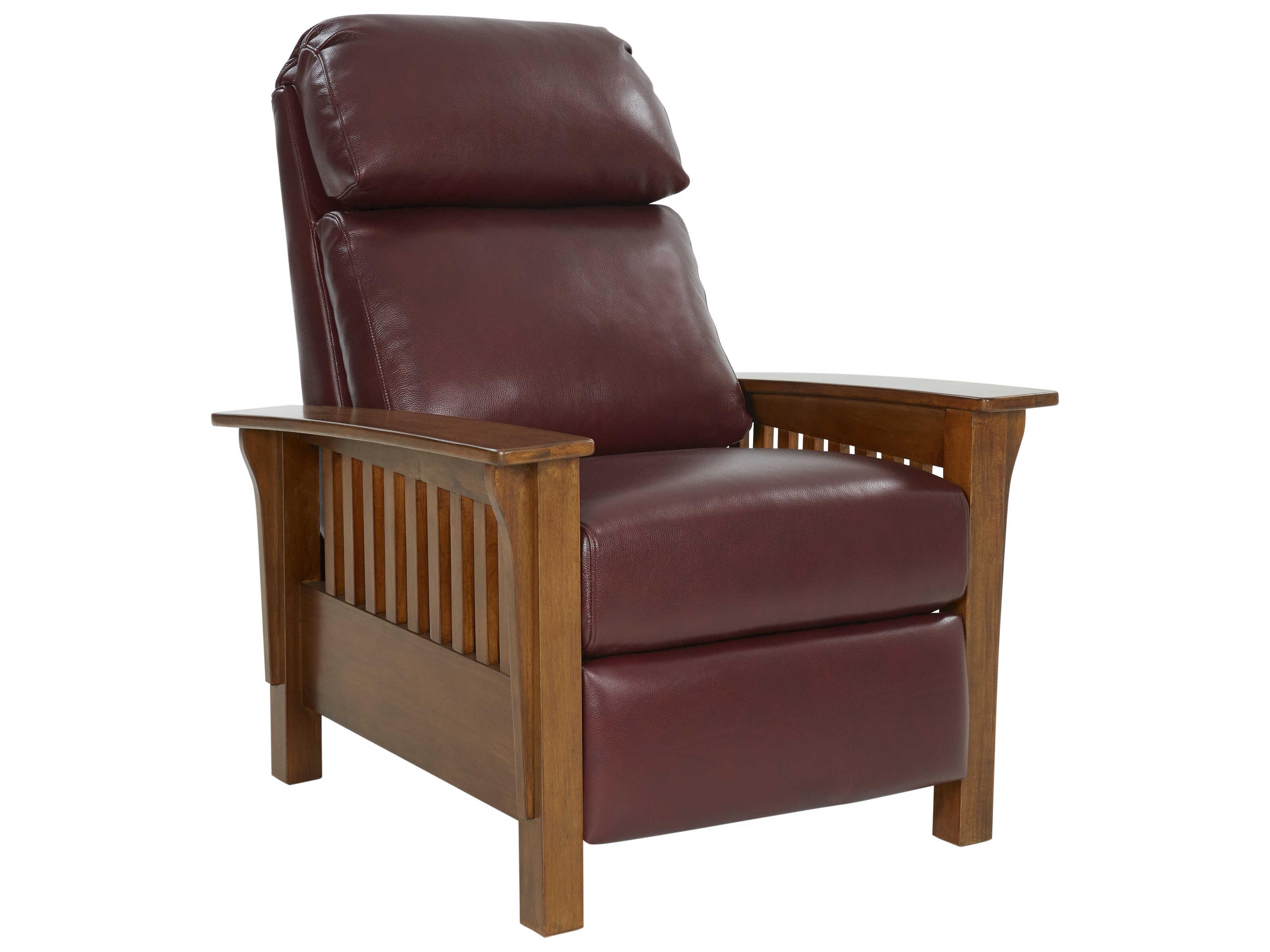 Barcalounger Woodlands Mission Marisol Cabernet Red Leather Recliner