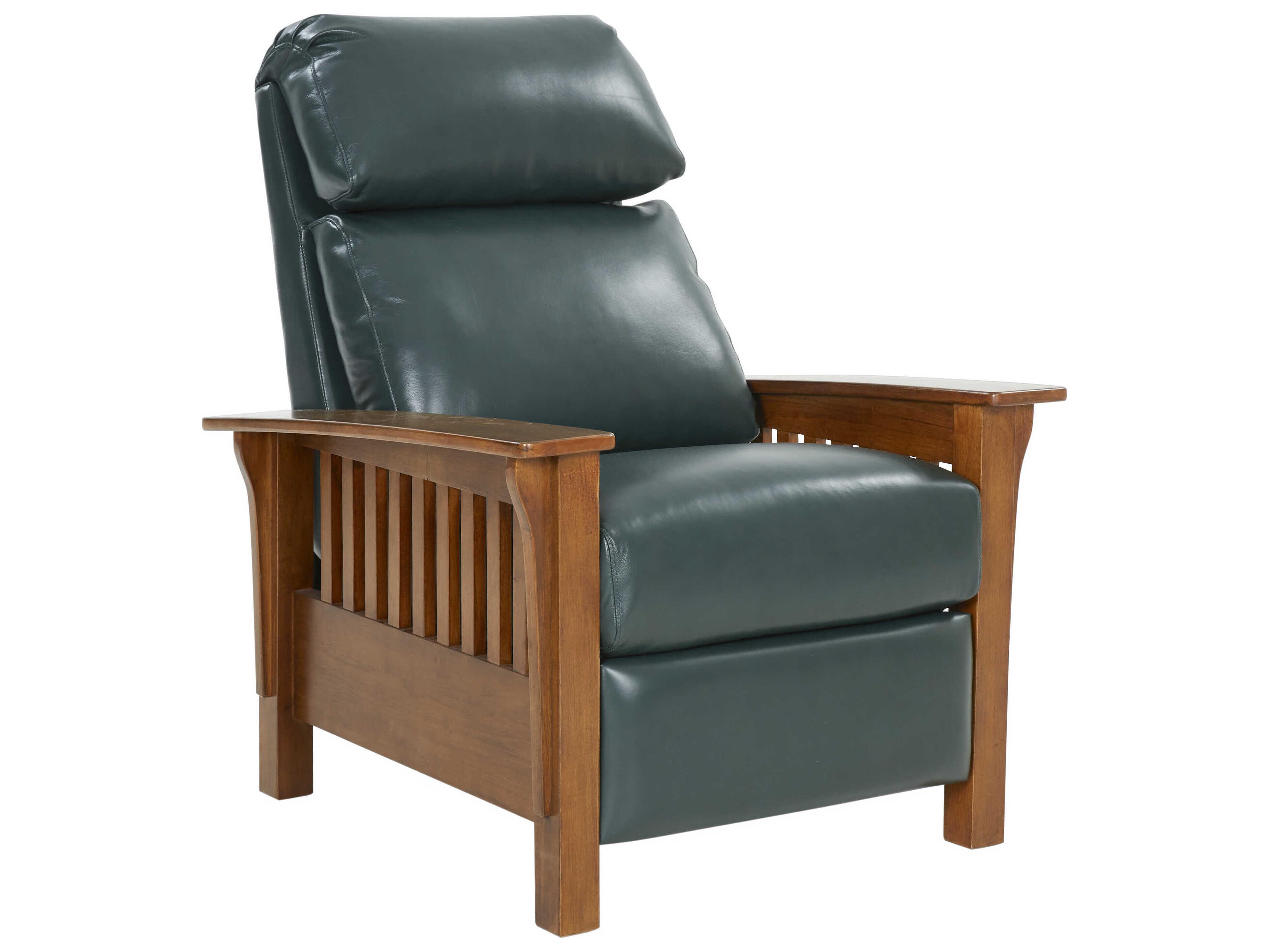 Barcalounger Woodlands Mission Highland Emerald Green Leather Recliner