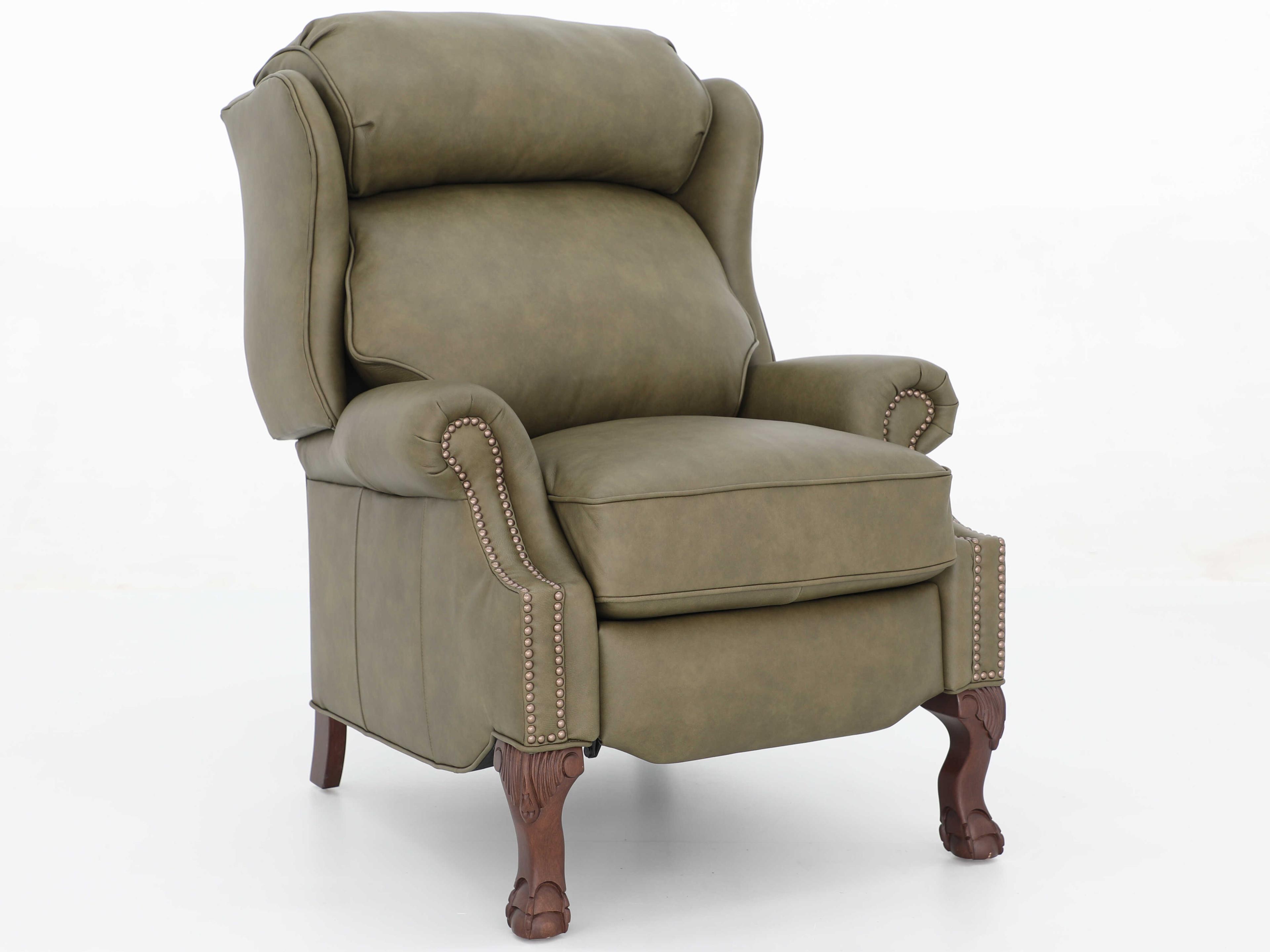 Barcalounger Vintage Danbury Oasis Olive Green Leather Recliner